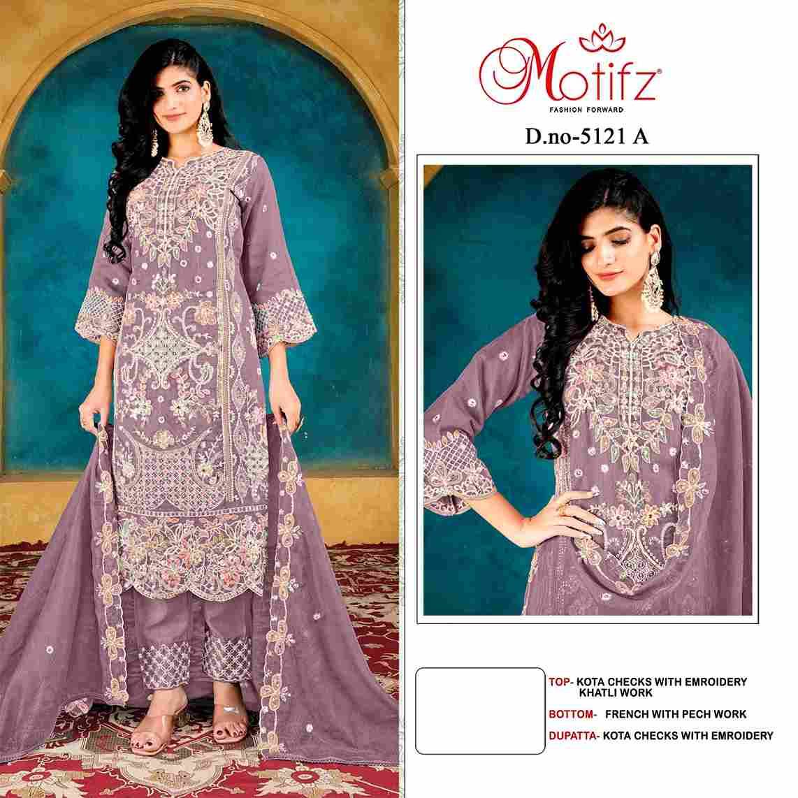 Motifz Hit Design 5121 Colours By Motifz 5121-A To 5121-D Series Beautiful Pakistani Suits Colorful Stylish Fancy Casual Wear & Ethnic Wear Kota Checks Prints Dresses At Wholesale Price