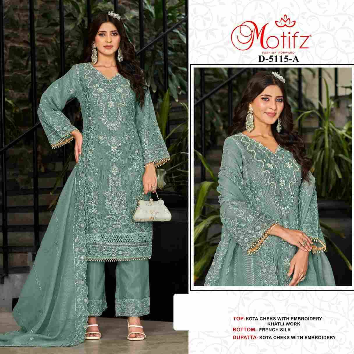 Motifz Hit Design 5115 Colours By Motifz 5115-A To 5115-D Series Beautiful Pakistani Suits Colorful Stylish Fancy Casual Wear & Ethnic Wear Kota Checks Prints Dresses At Wholesale Price