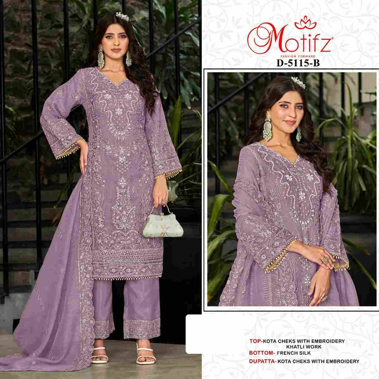 Motifz Hit Design 5115 Colours By Motifz 5115-A To 5115-D Series Beautiful Pakistani Suits Colorful Stylish Fancy Casual Wear & Ethnic Wear Kota Checks Prints Dresses At Wholesale Price