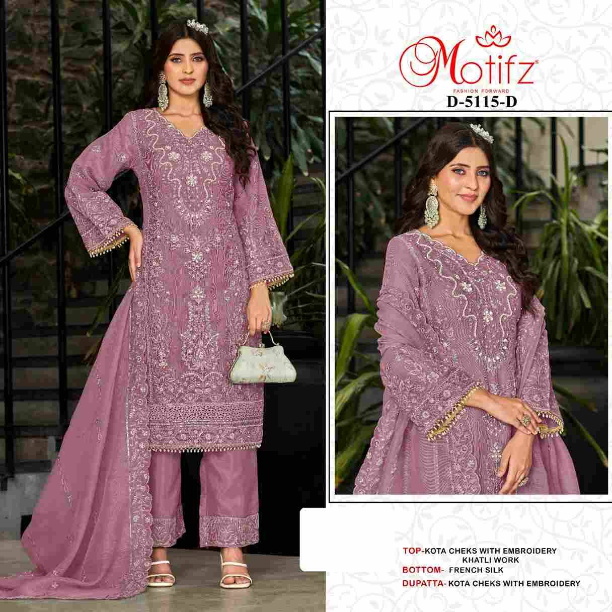 Motifz Hit Design 5115 Colours By Motifz 5115-A To 5115-D Series Beautiful Pakistani Suits Colorful Stylish Fancy Casual Wear & Ethnic Wear Kota Checks Prints Dresses At Wholesale Price