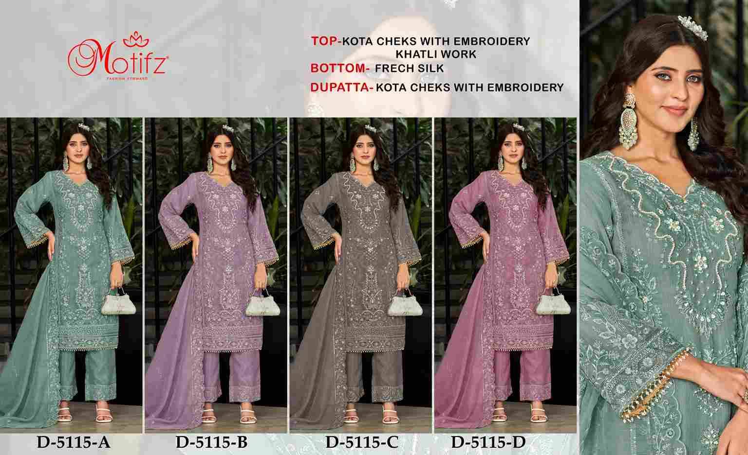 Motifz Hit Design 5115 Colours By Motifz 5115-A To 5115-D Series Beautiful Pakistani Suits Colorful Stylish Fancy Casual Wear & Ethnic Wear Kota Checks Prints Dresses At Wholesale Price