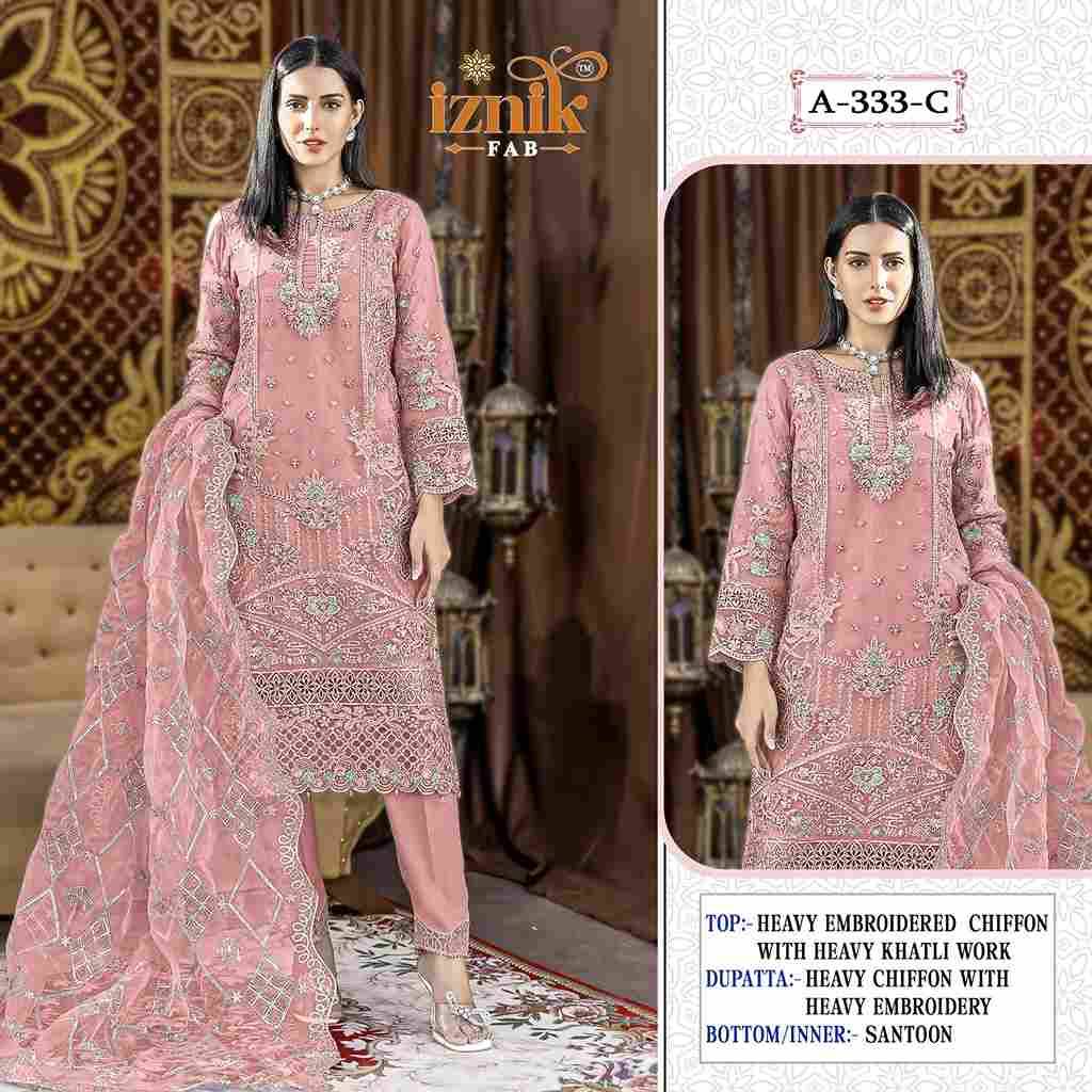Iznik 333 Colours By Iznik Fab 333-A To 333-D Series Designer Pakistani Suits Beautiful Stylish Fancy Colorful Party Wear & Occasional Wear Chiffon With Embroidery Dresses At Wholesale Price