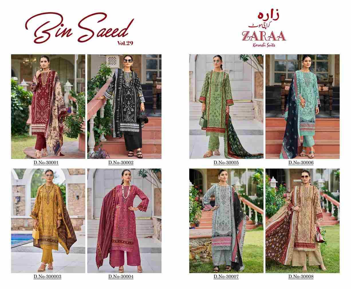 Bin Saeed Vol-30 By Zaraa 30001 To 30008 Series Beautiful Stylish Festive Suits Fancy Colorful Casual Wear & Ethnic Wear & Ready To Wear Pure Cotton Dresses At Wholesale Price