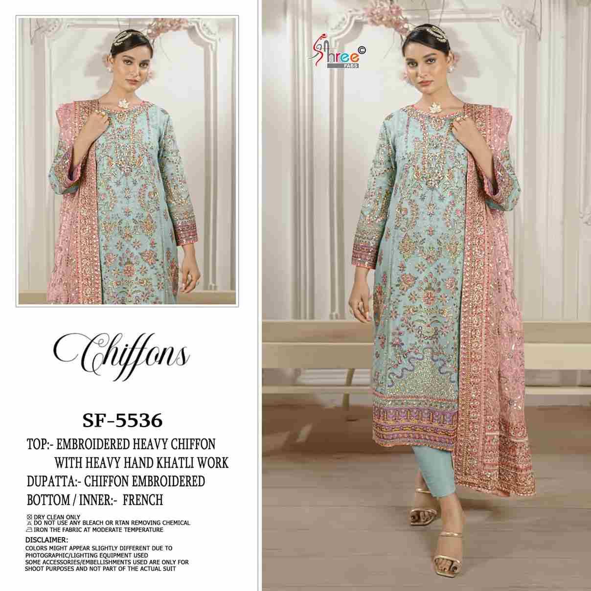 Shree Fabs Hit Design SF-5536 Colours By Shree Fabs SF-5536-A To SF-5536-D Series Beautiful Stylish Pakistani Suits Fancy Colorful Casual Wear & Ethnic Wear & Ready To Wear Chiffon Embroidery Dresses At Wholesale Price
