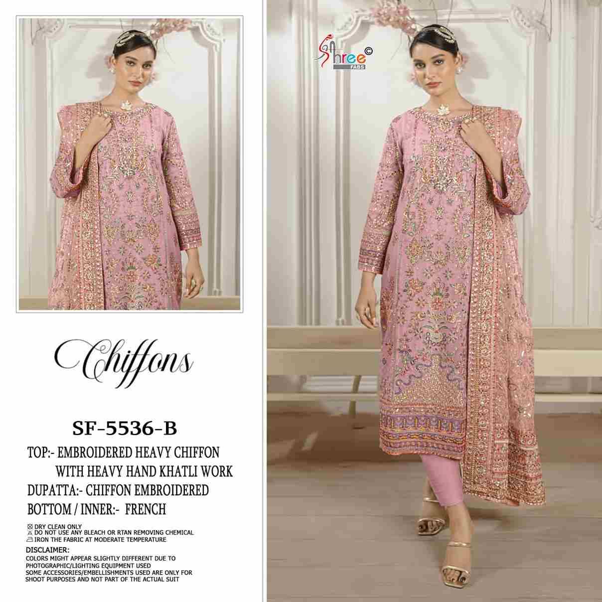 Shree Fabs Hit Design SF-5536 Colours By Shree Fabs SF-5536-A To SF-5536-D Series Beautiful Stylish Pakistani Suits Fancy Colorful Casual Wear & Ethnic Wear & Ready To Wear Chiffon Embroidery Dresses At Wholesale Price
