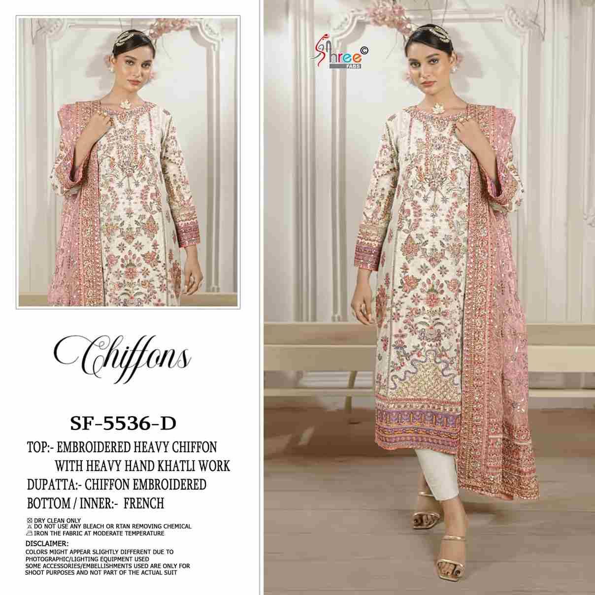 Shree Fabs Hit Design SF-5536 Colours By Shree Fabs SF-5536-A To SF-5536-D Series Beautiful Stylish Pakistani Suits Fancy Colorful Casual Wear & Ethnic Wear & Ready To Wear Chiffon Embroidery Dresses At Wholesale Price