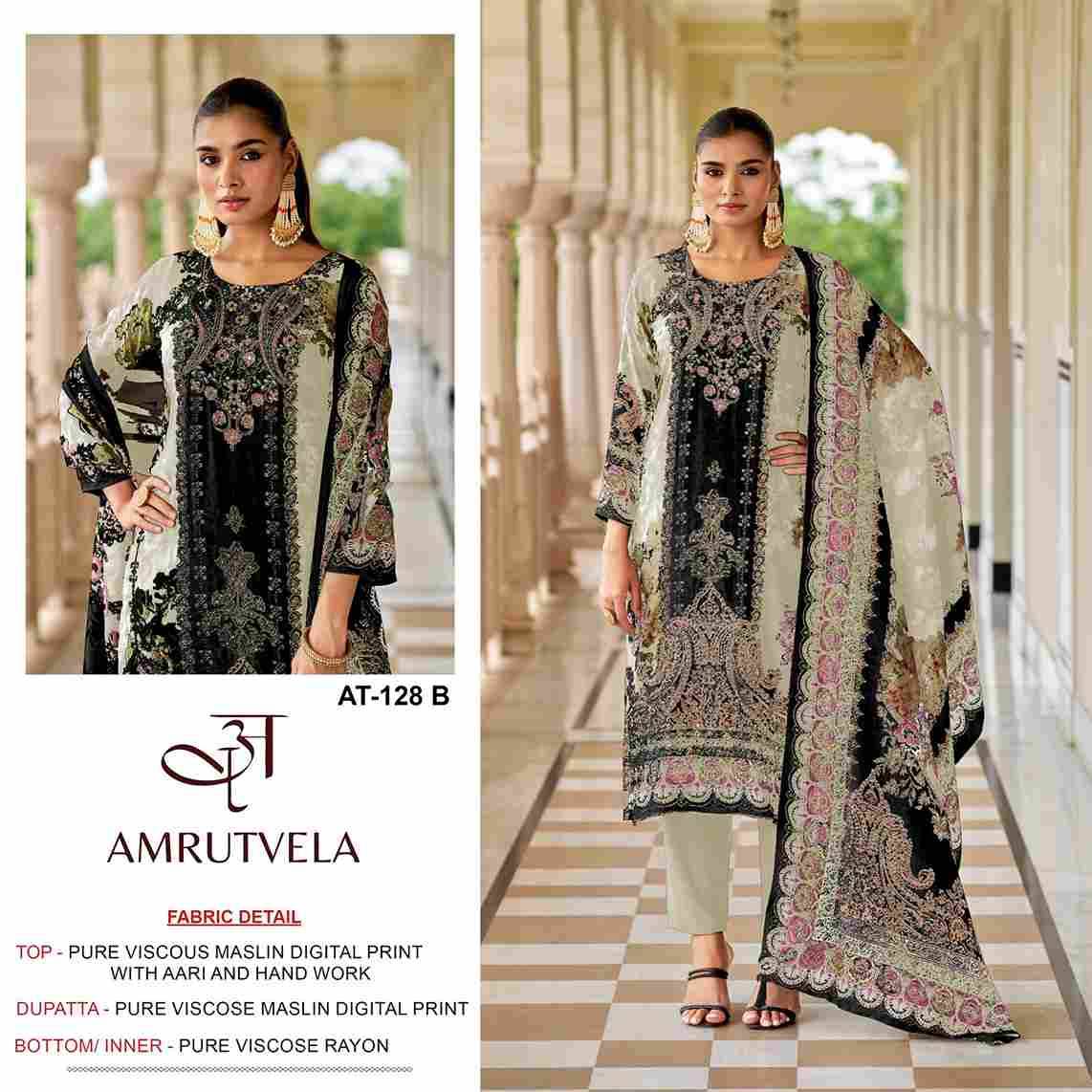 Amrutvela Hit Design AT-128 Colours By Amrutvela AT-128-A To AT-128-B Series Designer Pakistani Suits Collection Beautiful Stylish Fancy Colorful Party Wear & Occasional Wear Viscose Muslin Dresses At Wholesale Price