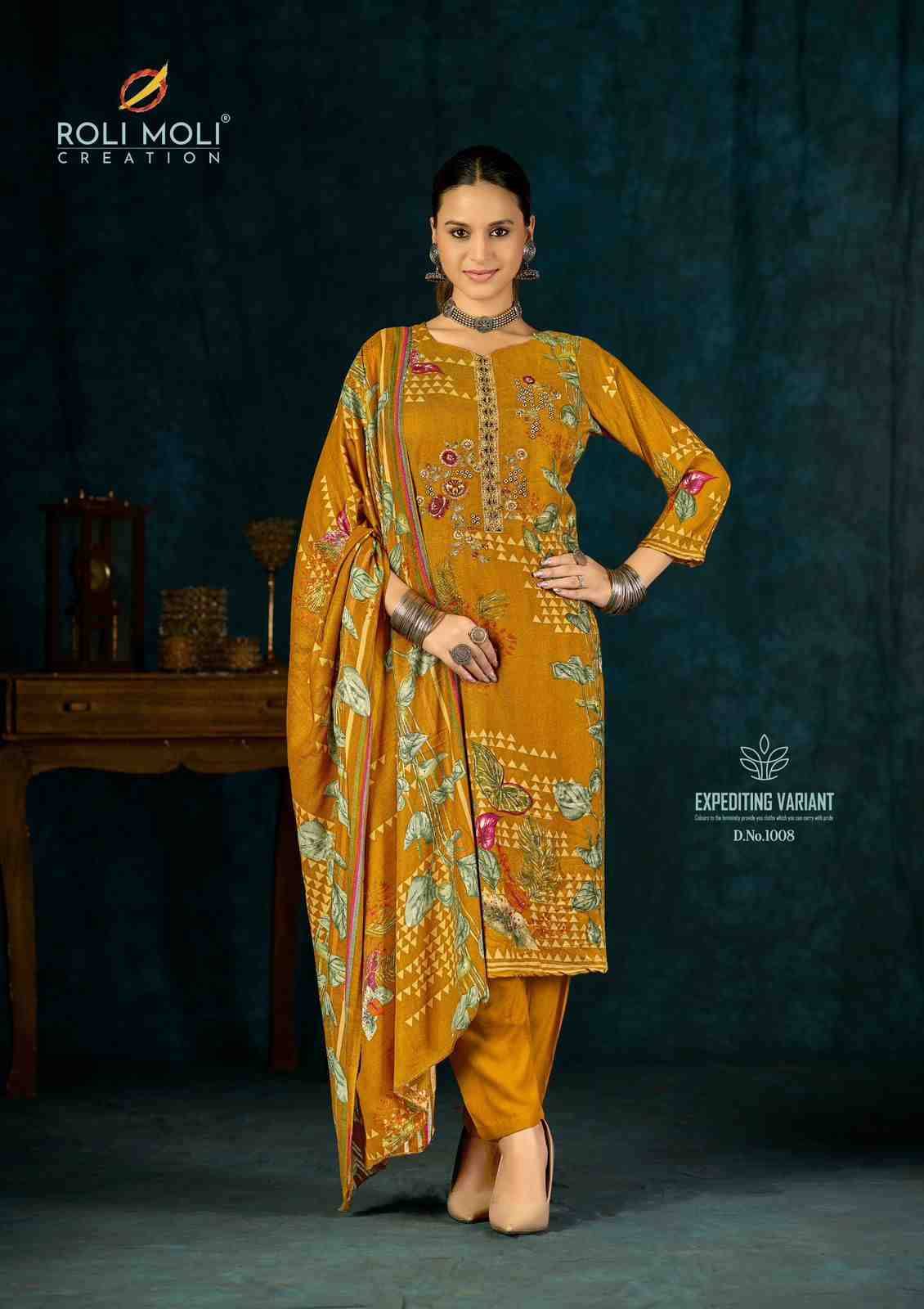Alisa By Roli Moli 1001 To 1008 Series Beautiful Stylish Festive Suits Fancy Colorful Casual Wear & Ethnic Wear & Ready To Wear Viscose Pashmina Dresses At Wholesale Price