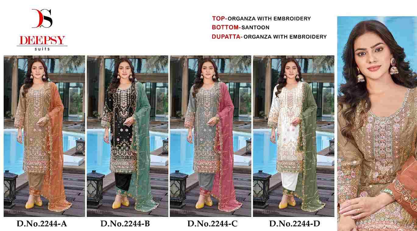 Deepsy Hit Design 2244 Colours By Deepsy Suits 2244-A To 2244-D Series Pakistani Stylish Beautiful Colourful Printed & Embroidered Party Wear & Occasional Wear Organza Dresses At Wholesale Price