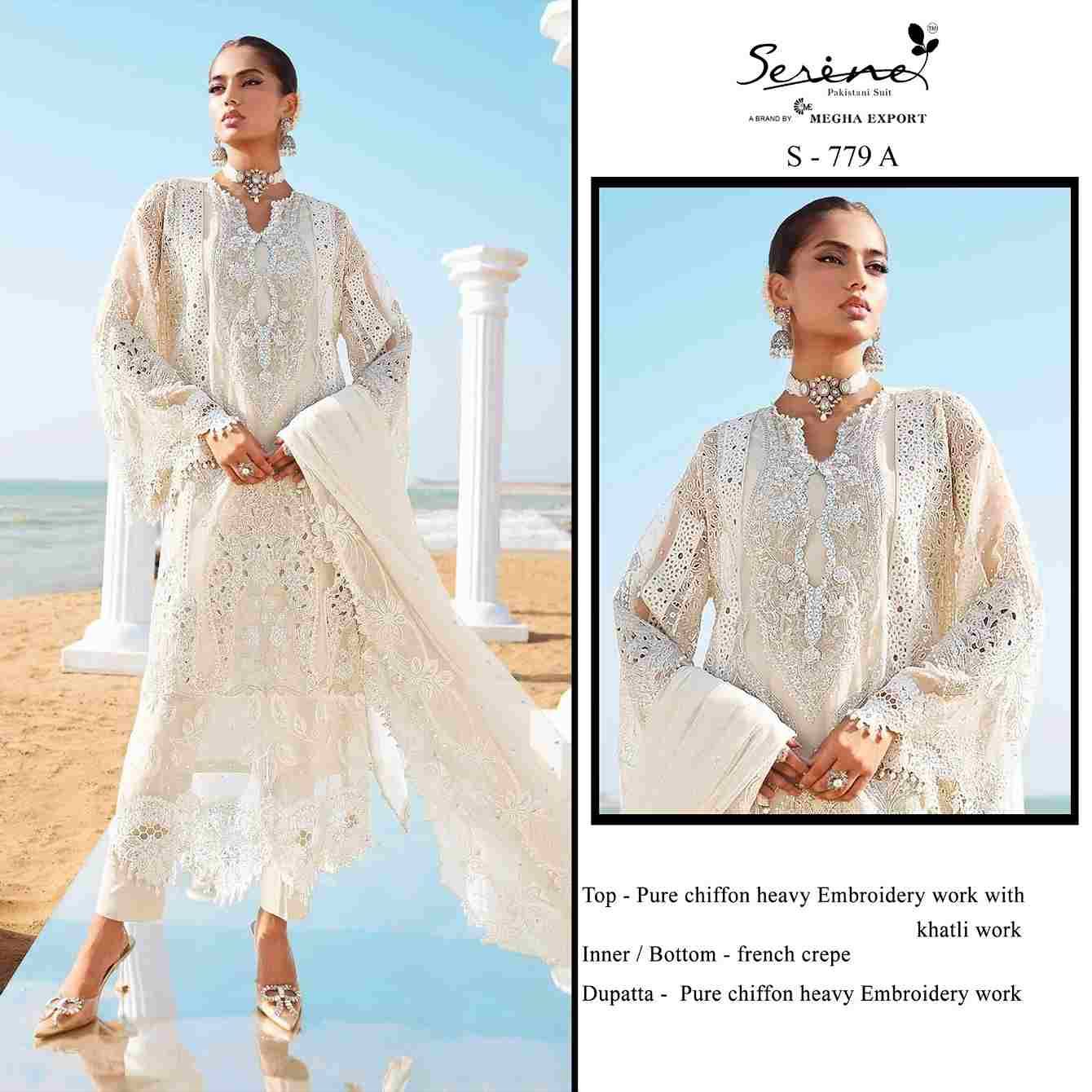 Serene Hit Design S-779 Colours By Serene S-779-A To S-779-D Series Pakistani Suits Beautiful Fancy Colorful Stylish Party Wear & Occasional Wear Chiffon Embroidery Dresses At Wholesale Price