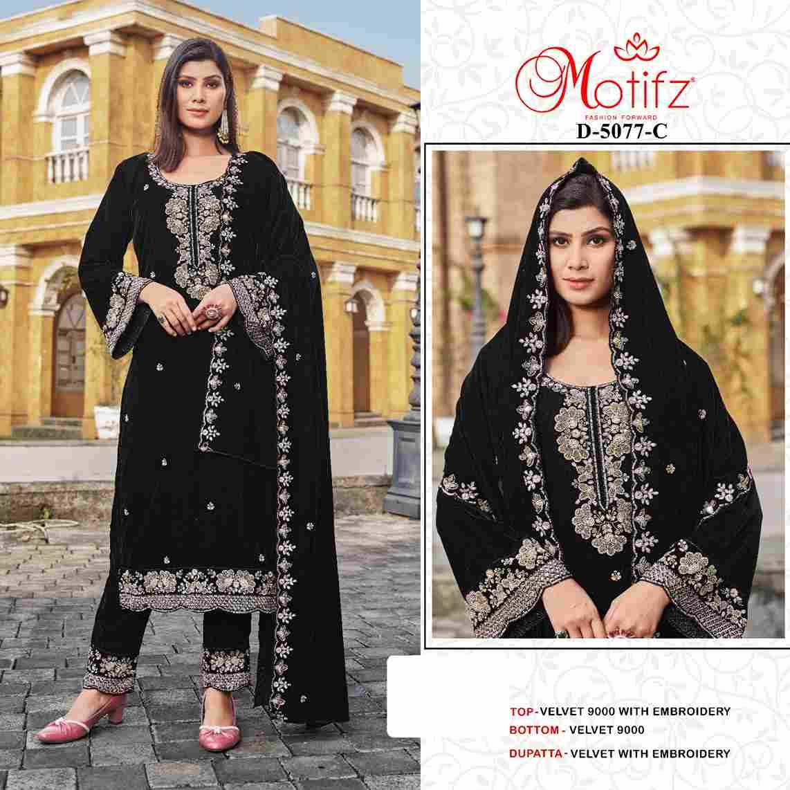 Motifz Hit Design 5077 Colours By Motifz 5077-A To 5077-D Series Beautiful Pakistani Suits Colorful Stylish Fancy Casual Wear & Ethnic Wear Velvet Dresses At Wholesale Price