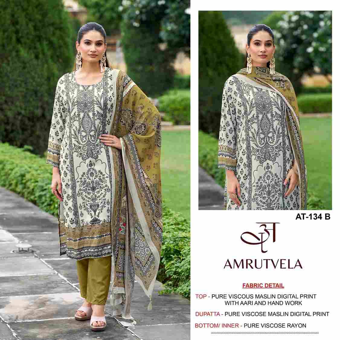 Amrutvela Hit Design AT-134 Colours By Amrutvela AT-134-A To AT-134-D Series Designer Pakistani Suits Collection Beautiful Stylish Fancy Colorful Party Wear & Occasional Wear Viscose Muslin Dresses At Wholesale Price