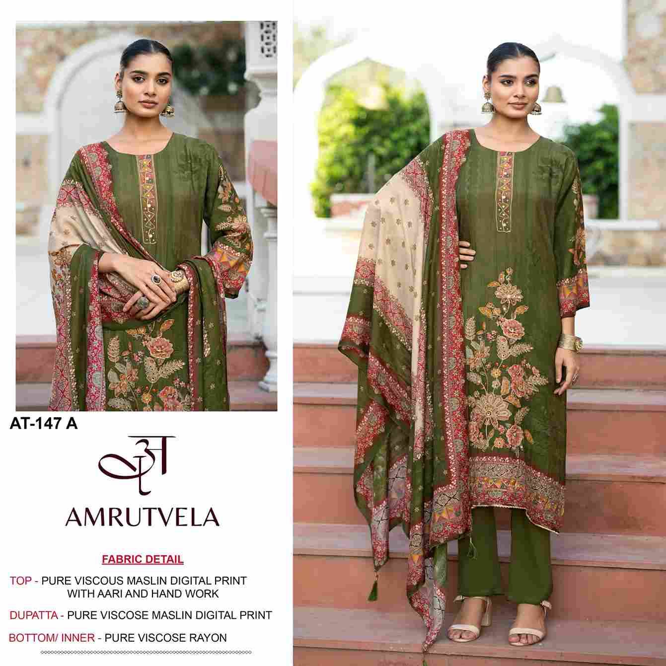 Amrutvela Hit Design AT-147 Colours By Amrutvela AT-147-A To AT-147-D Series Designer Pakistani Suits Collection Beautiful Stylish Fancy Colorful Party Wear & Occasional Wear Viscose Muslin Dresses At Wholesale Price