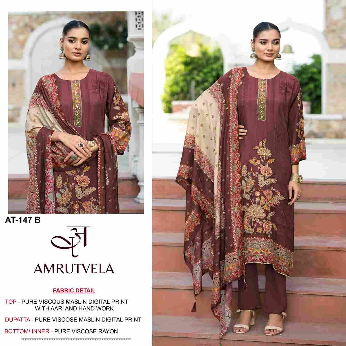 Amrutvela Hit Design AT-147 Colours By Amrutvela AT-147-A To AT-147-D Series Designer Pakistani Suits Collection Beautiful Stylish Fancy Colorful Party Wear & Occasional Wear Viscose Muslin Dresses At Wholesale Price