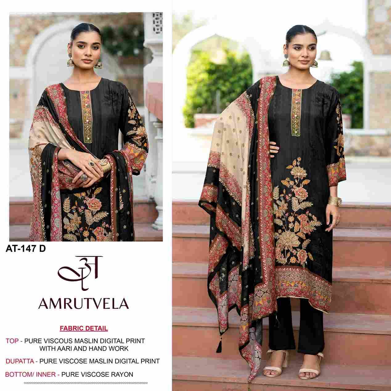 Amrutvela Hit Design AT-147 Colours By Amrutvela AT-147-A To AT-147-D Series Designer Pakistani Suits Collection Beautiful Stylish Fancy Colorful Party Wear & Occasional Wear Viscose Muslin Dresses At Wholesale Price