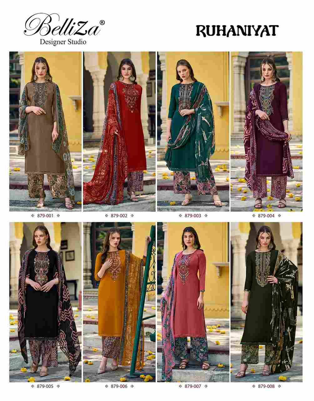 Ruhaniyat By Belliza 879-001 To 879-008 Series Beautiful Stylish Festive Suits Fancy Colorful Casual Wear & Ethnic Wear & Ready To Wear Pure Viscose Rayon Digital Print Dresses At Wholesale Price