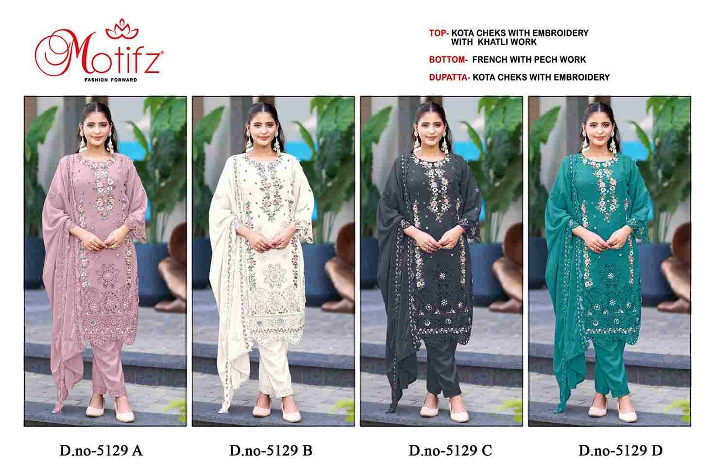 Motifz Hit Design 5129 Colours By Motifz 5129-A To 5129-D Series Beautiful Pakistani Suits Colorful Stylish Fancy Casual Wear & Ethnic Wear Kota Checks Prints Dresses At Wholesale Price