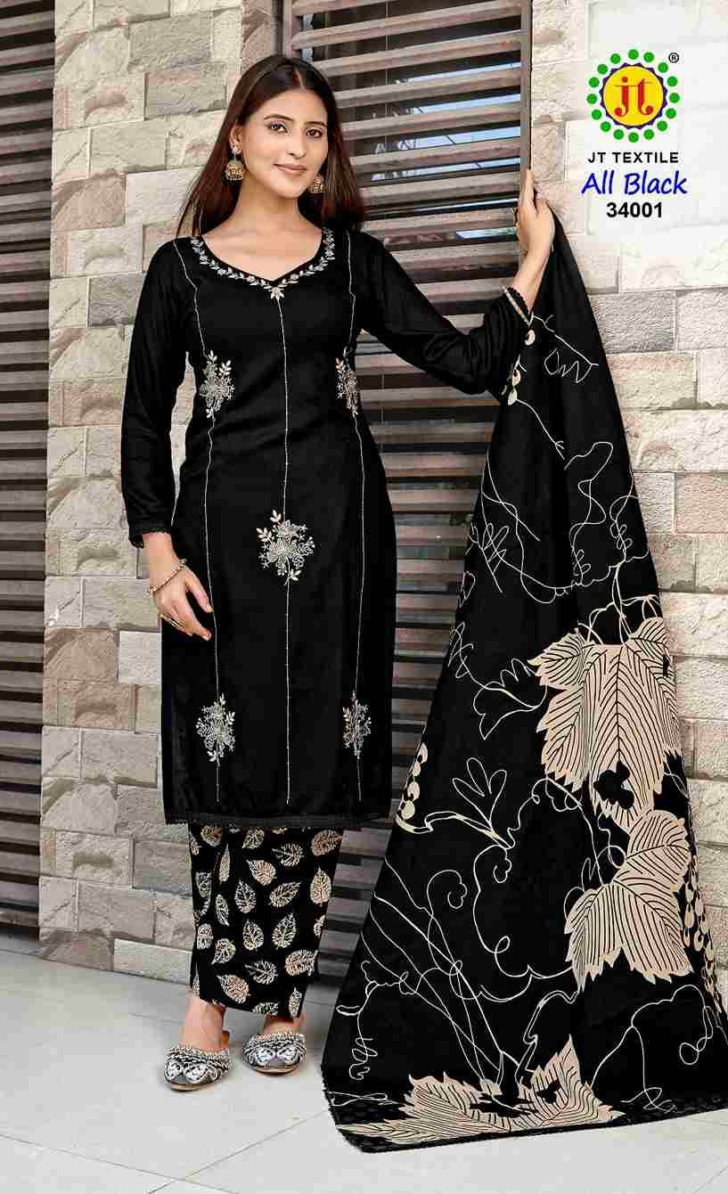 All Black Vol-34 By JT 34001 To 34005 Series Beautiful Festive Suits Colorful Stylish Fancy Casual Wear & Ethnic Wear Rayon Dresses At Wholesale Price