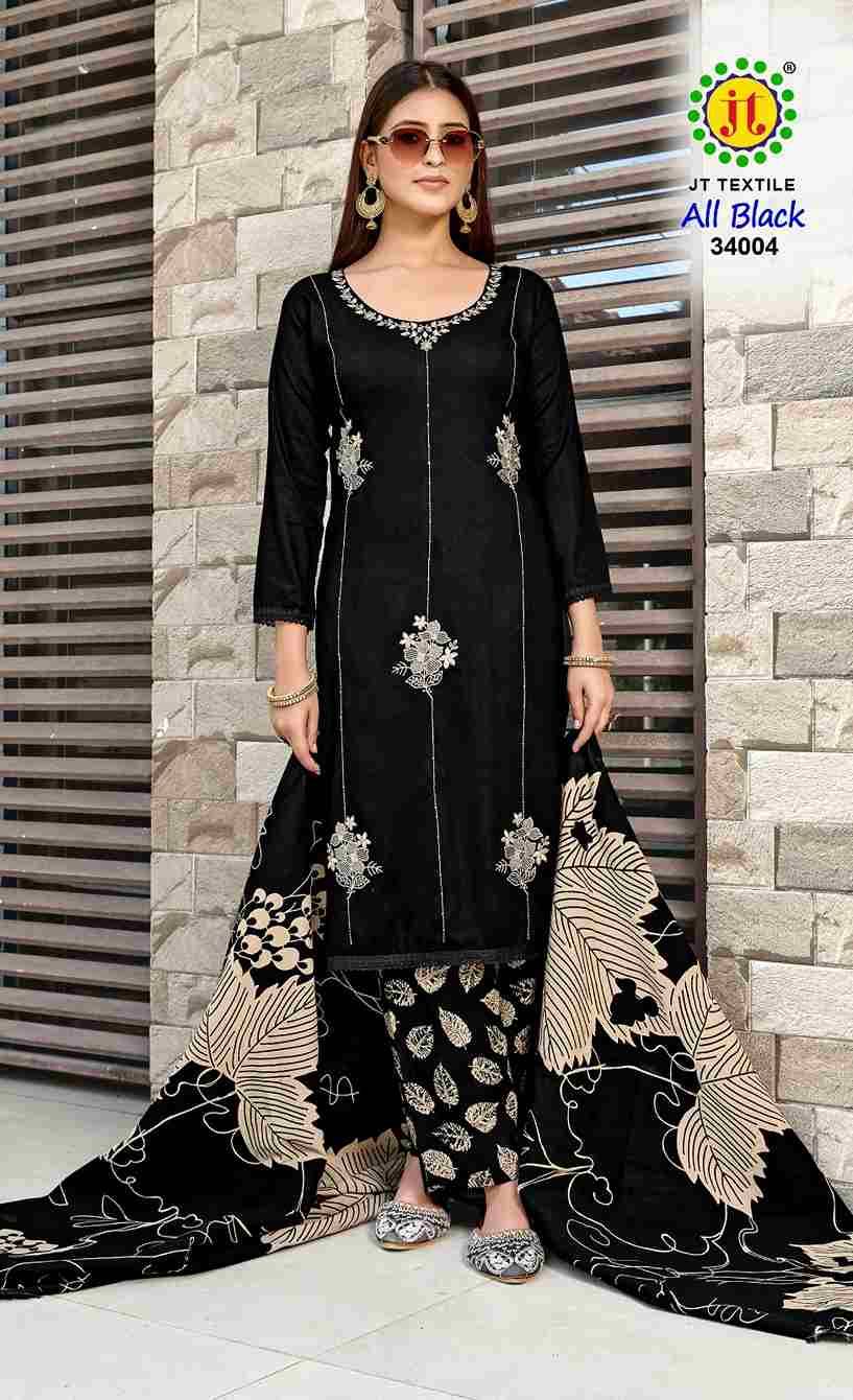 All Black Vol-34 By JT 34001 To 34005 Series Beautiful Festive Suits Colorful Stylish Fancy Casual Wear & Ethnic Wear Rayon Dresses At Wholesale Price