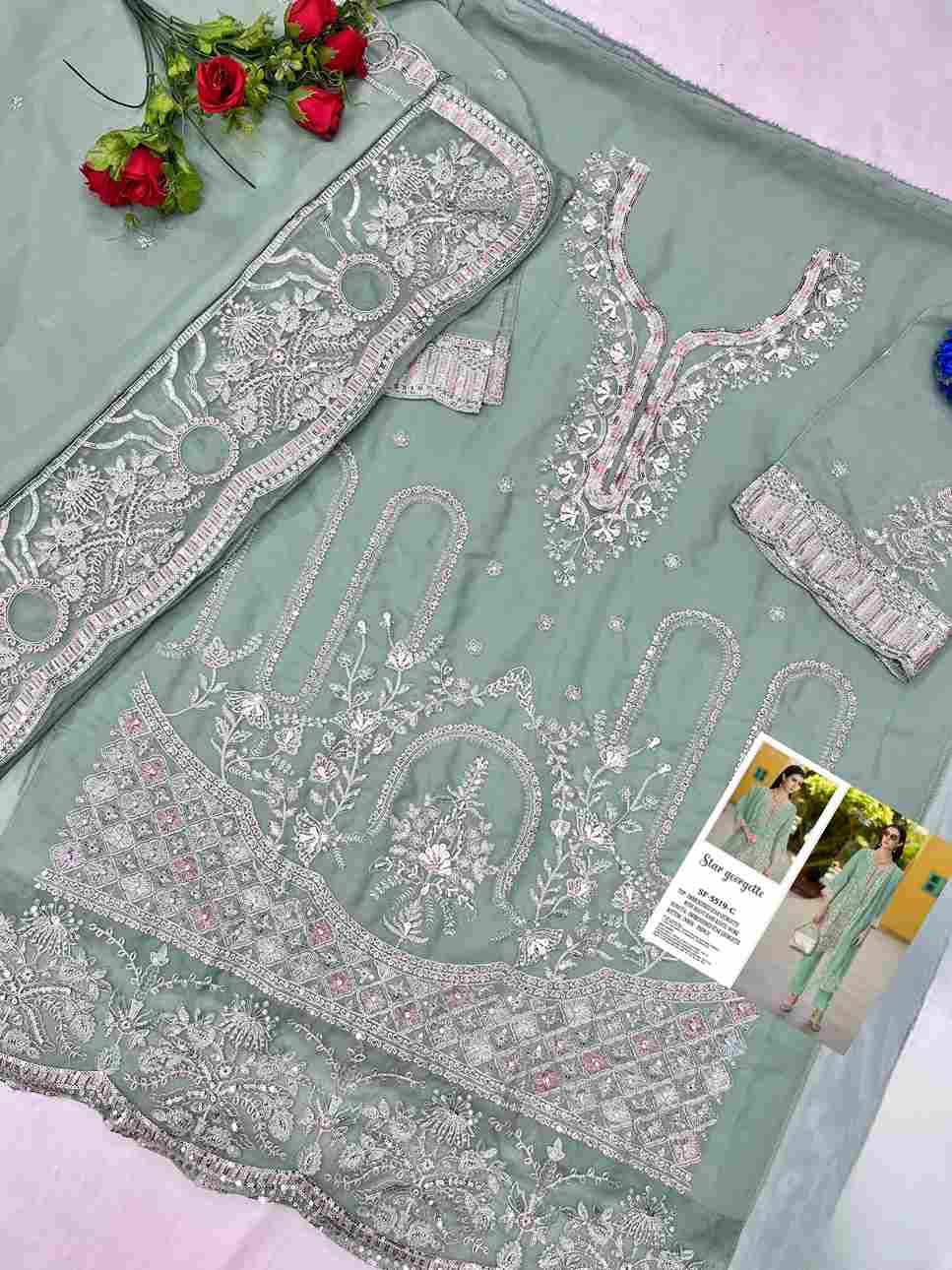 Shree Fabs Hit Design SF-5519 Colours By Shree Fabs SF-5519-A To SF-5519-D Series Beautiful Stylish Pakistani Suits Fancy Colorful Casual Wear & Ethnic Wear & Ready To Wear Georgette Embroidery Dresses At Wholesale Price