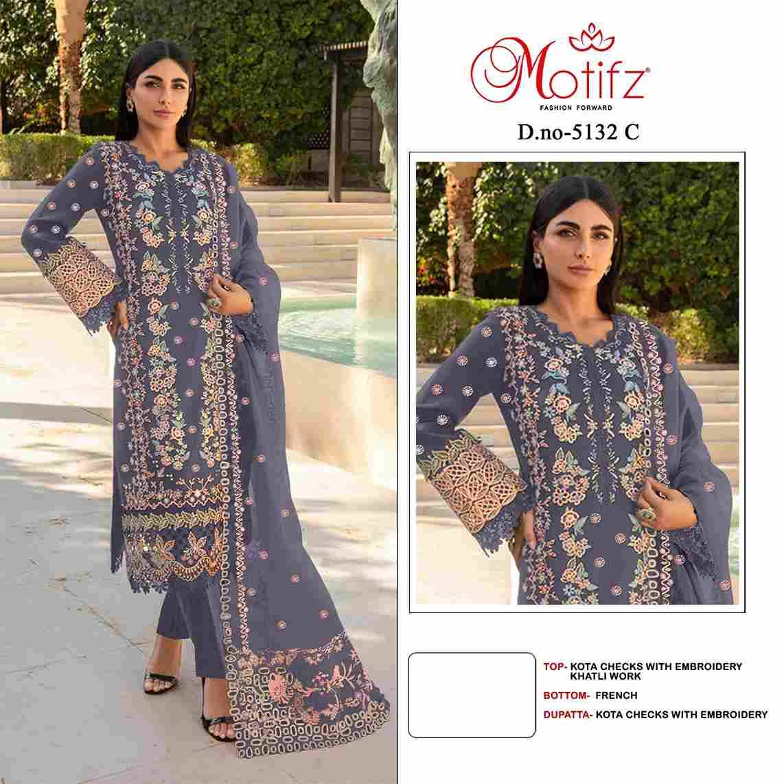 Motifz Hit Design 5132 Colours By Motifz 5132-A To 5132-D Series Beautiful Pakistani Suits Colorful Stylish Fancy Casual Wear & Ethnic Wear Kota Checks Prints Dresses At Wholesale Price