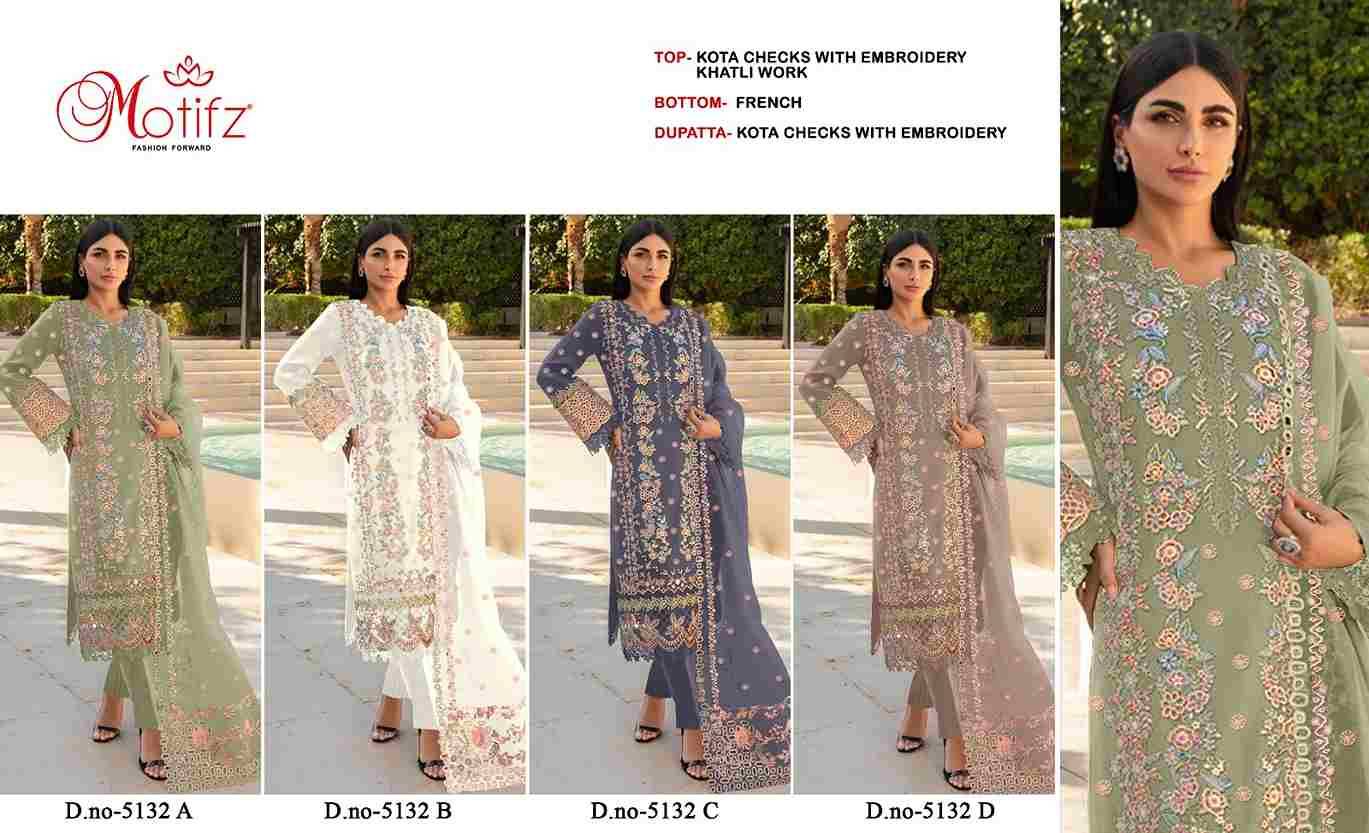 Motifz Hit Design 5132 Colours By Motifz 5132-A To 5132-D Series Beautiful Pakistani Suits Colorful Stylish Fancy Casual Wear & Ethnic Wear Kota Checks Prints Dresses At Wholesale Price