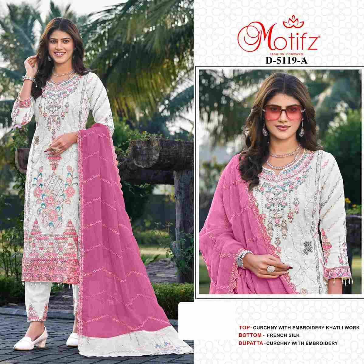 Motifz Hit Design 5119 Colours By Motifz 5119-A To 5119-D Series Beautiful Pakistani Suits Colorful Stylish Fancy Casual Wear & Ethnic Wear Crunchy Dresses At Wholesale Price