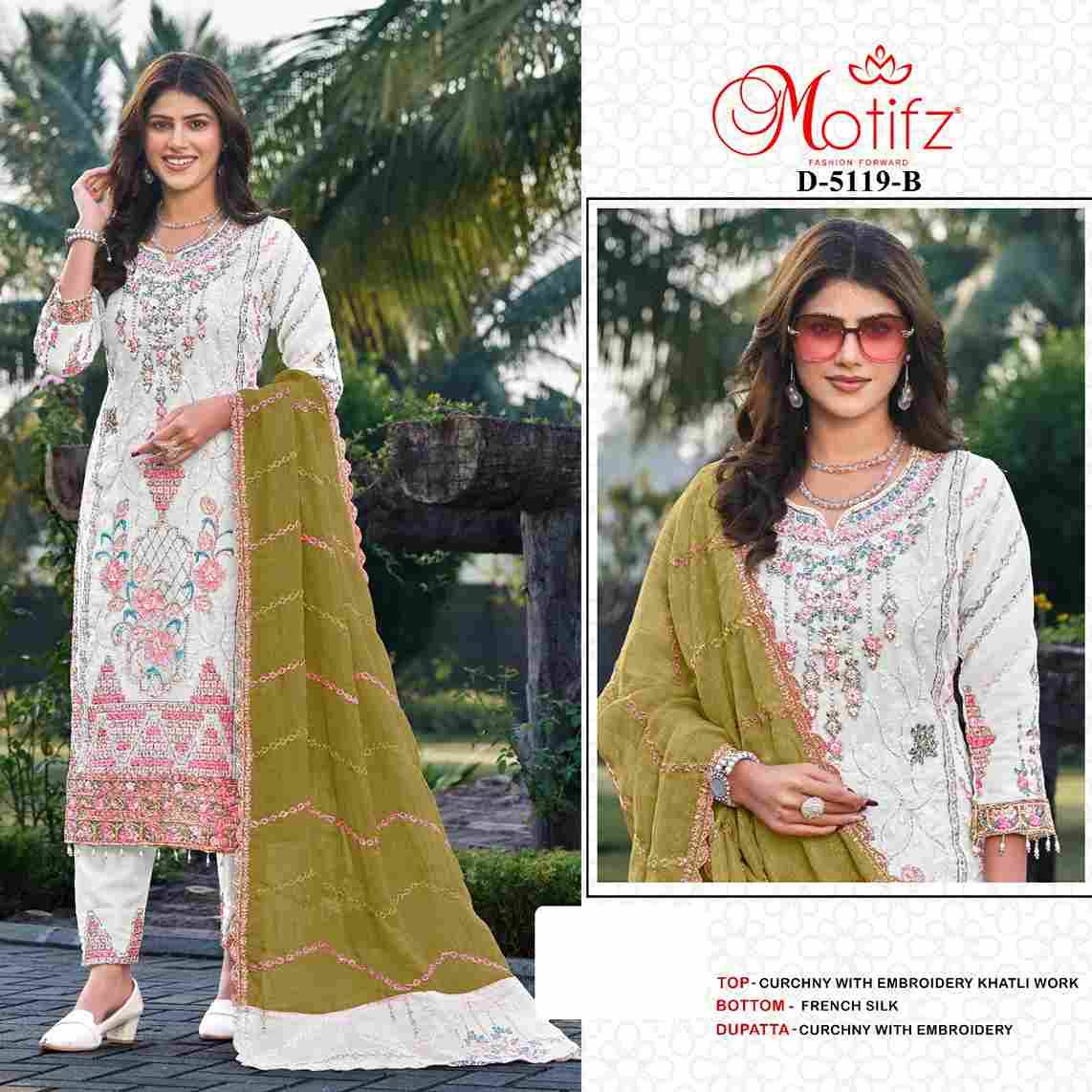 Motifz Hit Design 5119 Colours By Motifz 5119-A To 5119-D Series Beautiful Pakistani Suits Colorful Stylish Fancy Casual Wear & Ethnic Wear Crunchy Dresses At Wholesale Price