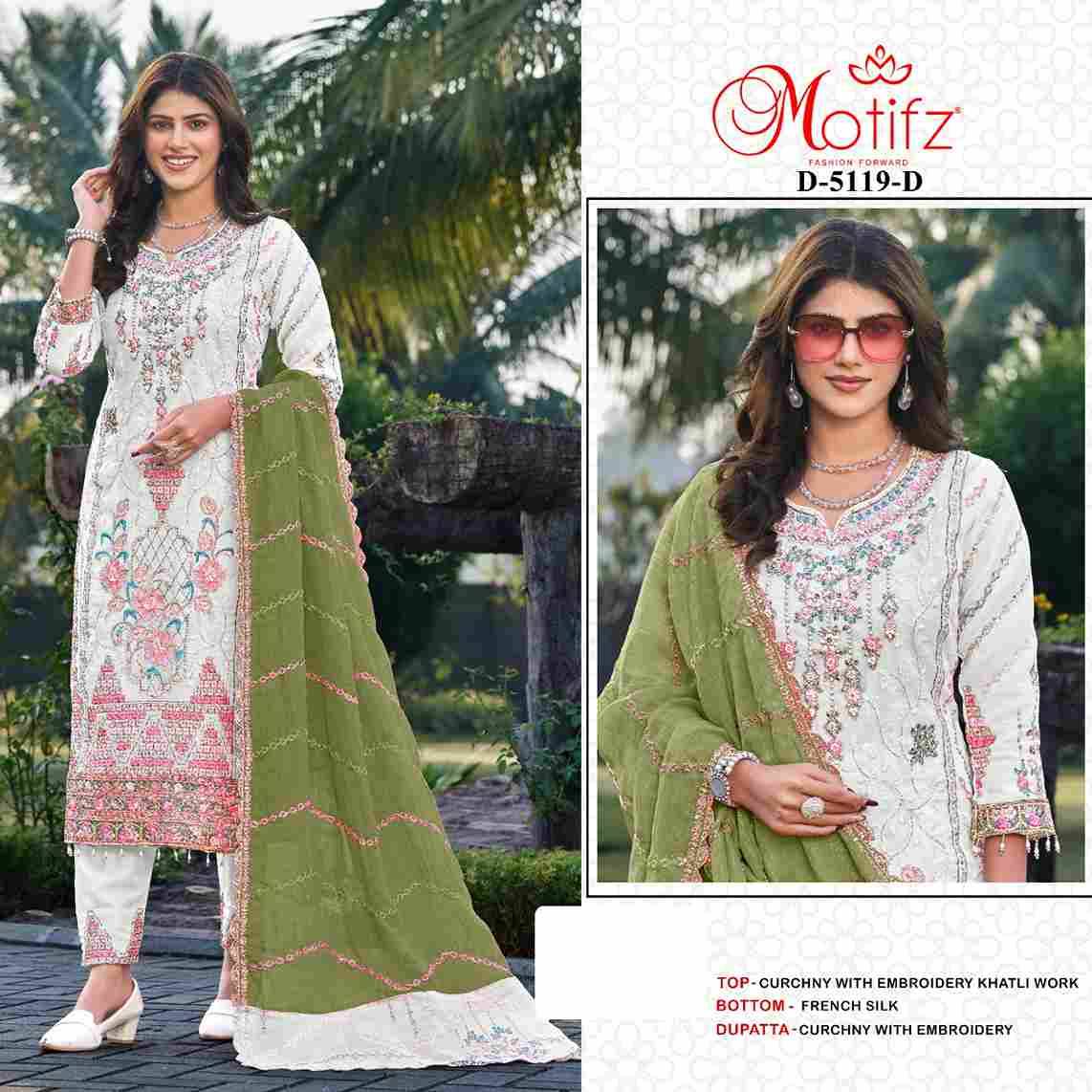 Motifz Hit Design 5119 Colours By Motifz 5119-A To 5119-D Series Beautiful Pakistani Suits Colorful Stylish Fancy Casual Wear & Ethnic Wear Crunchy Dresses At Wholesale Price