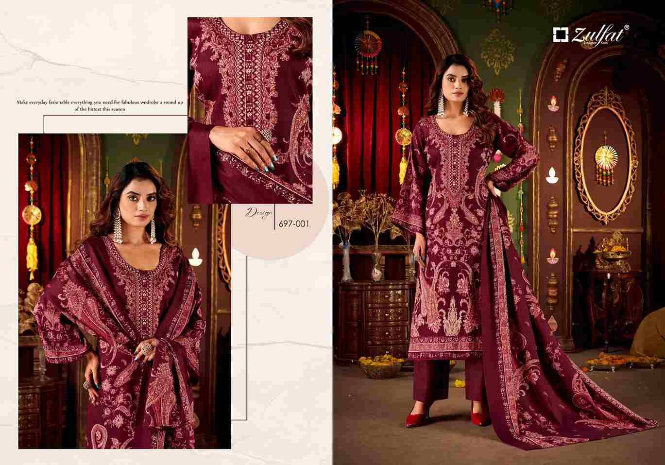 Diwaniyat By Zulfat 697-001 To 697-008 Series Beautiful Stylish Festive Suits Fancy Colorful Casual Wear & Ethnic Wear & Ready To Wear Pure Pashmina Dresses At Wholesale Price