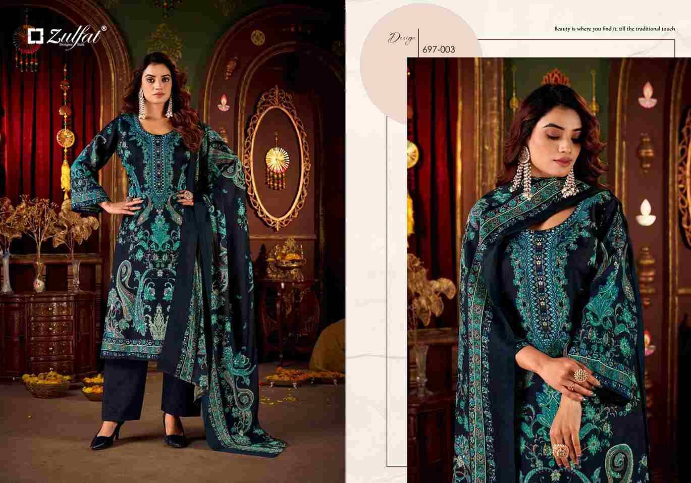 Diwaniyat By Zulfat 697-001 To 697-008 Series Beautiful Stylish Festive Suits Fancy Colorful Casual Wear & Ethnic Wear & Ready To Wear Pure Pashmina Dresses At Wholesale Price