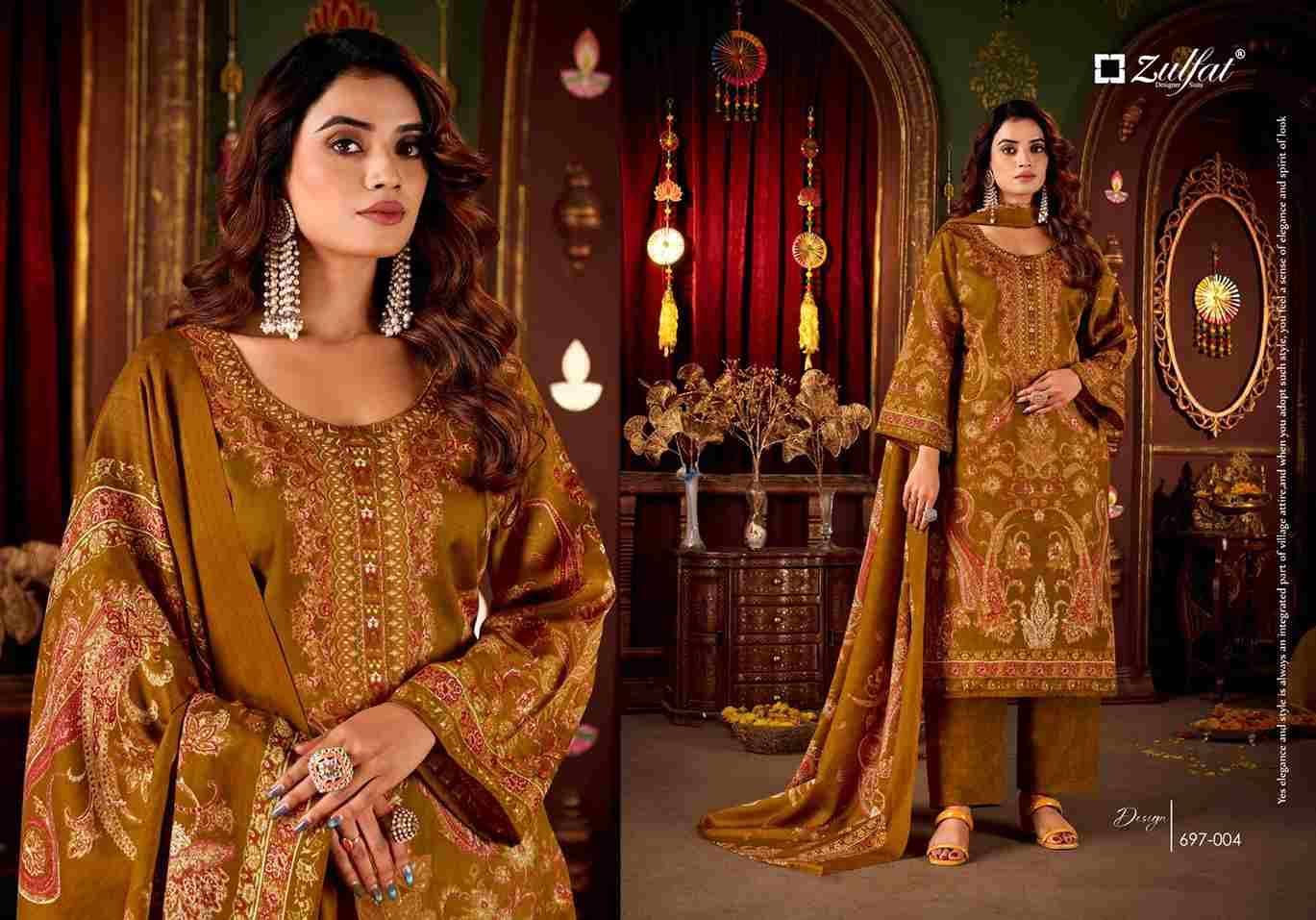 Diwaniyat By Zulfat 697-001 To 697-008 Series Beautiful Stylish Festive Suits Fancy Colorful Casual Wear & Ethnic Wear & Ready To Wear Pure Pashmina Dresses At Wholesale Price