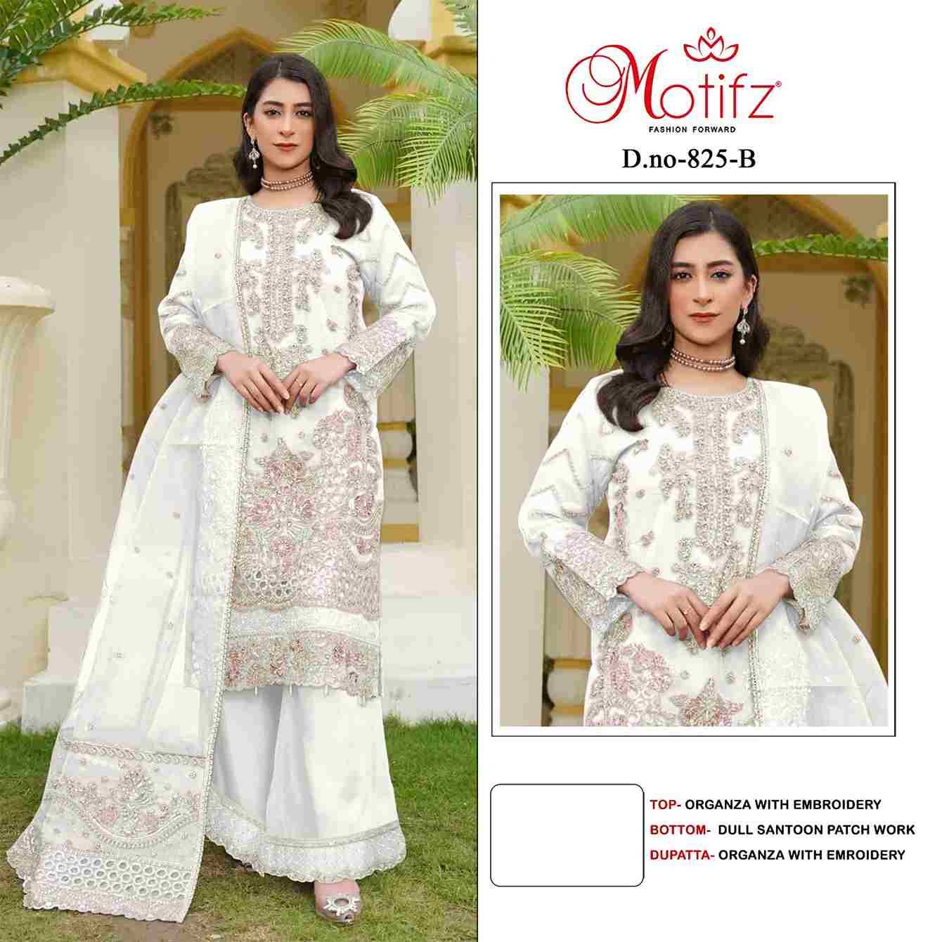 Motifz Hit Design 825 Colours By Motifz 825-A To 825-D Series Beautiful Pakistani Suits Colorful Stylish Fancy Casual Wear & Ethnic Wear Organza Dresses At Wholesale Price