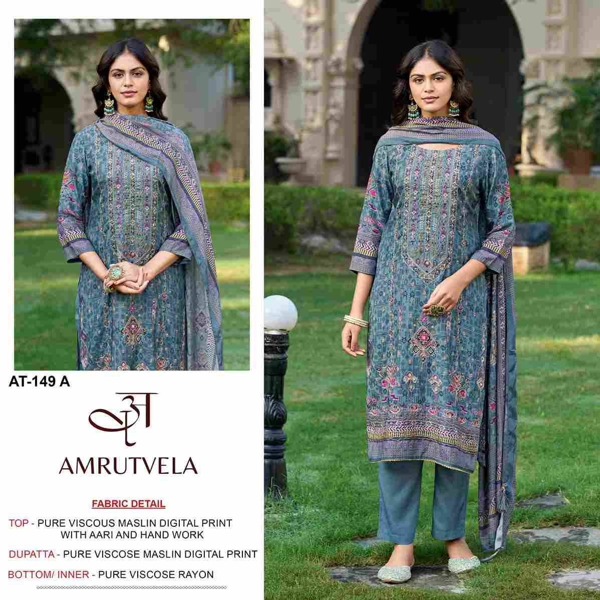 Amrutvela Hit Design AT-149 Colours By Amrutvela AT-149-A To AT-149-D Series Designer Pakistani Suits Collection Beautiful Stylish Fancy Colorful Party Wear & Occasional Wear Viscose Muslin Dresses At Wholesale Price