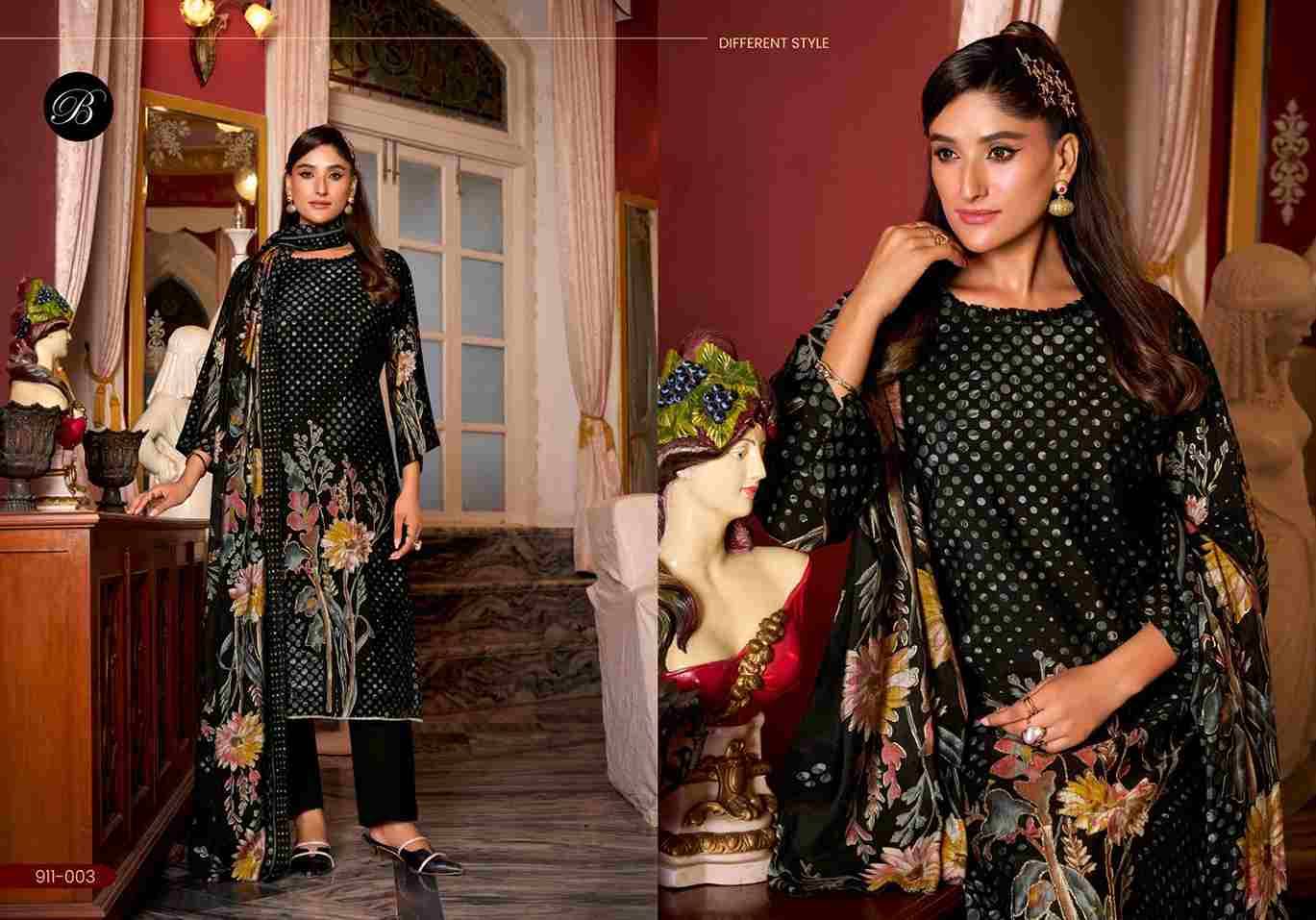 Parnika By Belliza 911-001 To 911-006 Series Beautiful Festive Suits Colorful Stylish Fancy Casual Wear & Ethnic Wear Pure Viscose Muslin Print With Embroidered Dresses At Wholesale Price