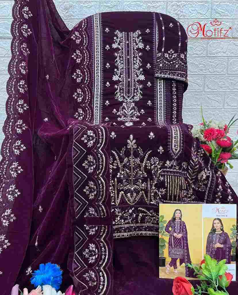 Motifz Hit Design 2041 Colours By Motifz 2041-A To 2041-D Series Beautiful Pakistani Suits Colorful Stylish Fancy Casual Wear & Ethnic Wear Velvet Dresses At Wholesale Price