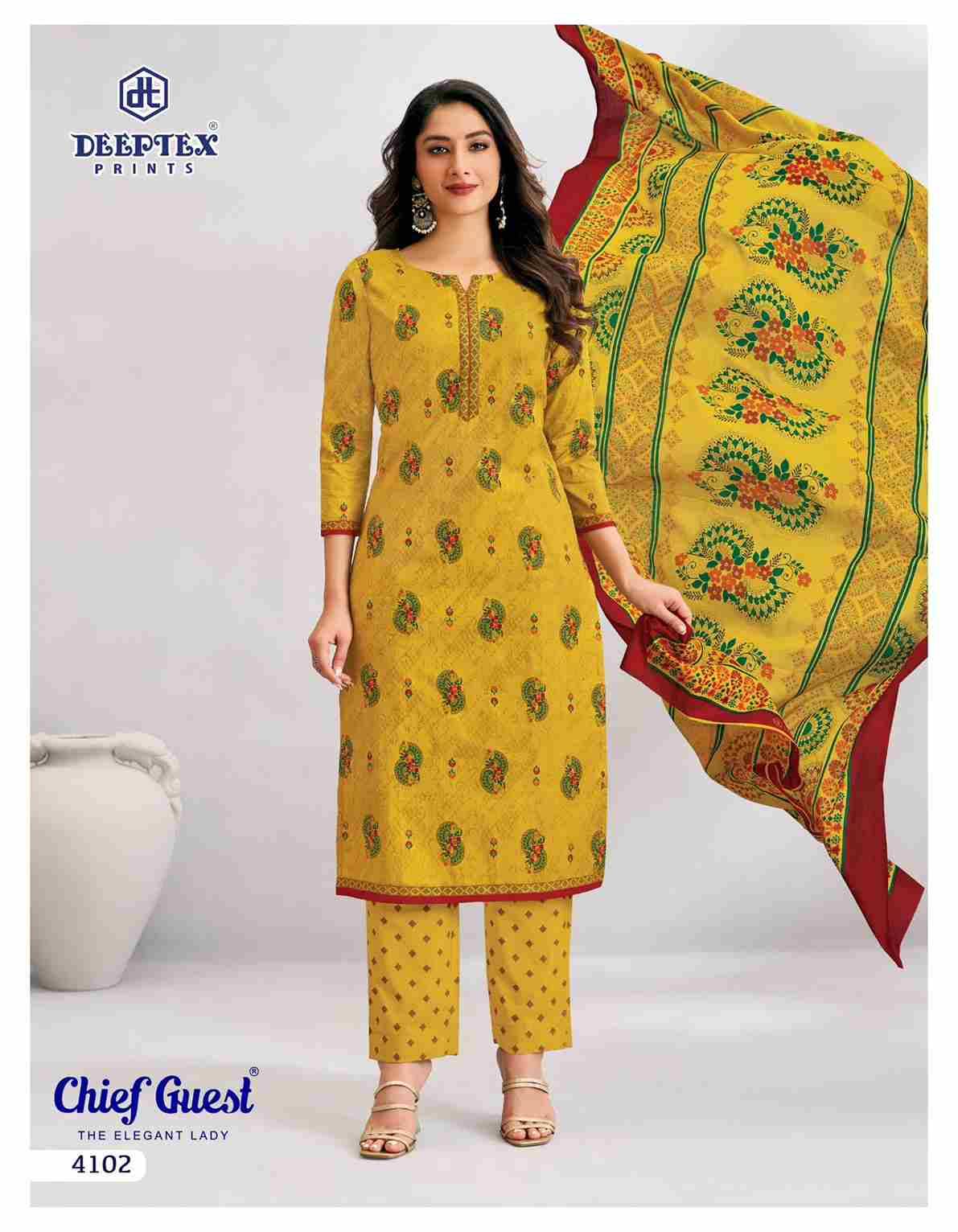 Chief Guest Vol-41 By Deeptex Prints 4101 To 4115 Series Beautiful Suits Colorful Stylish Fancy Casual Wear & Ethnic Wear Cotton Print Dresses At Wholesale Price