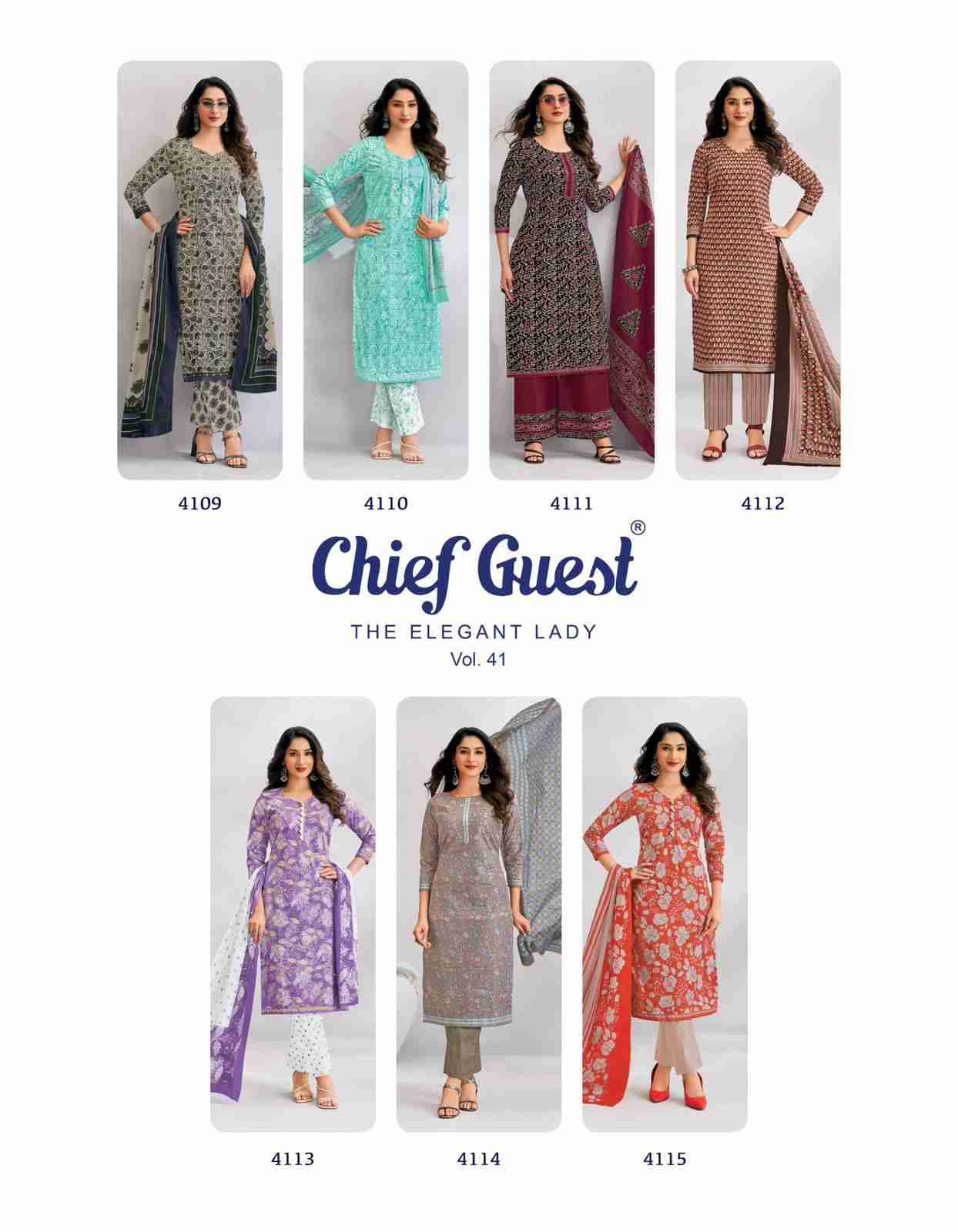 Chief Guest Vol-41 By Deeptex Prints 4101 To 4115 Series Beautiful Suits Colorful Stylish Fancy Casual Wear & Ethnic Wear Cotton Print Dresses At Wholesale Price