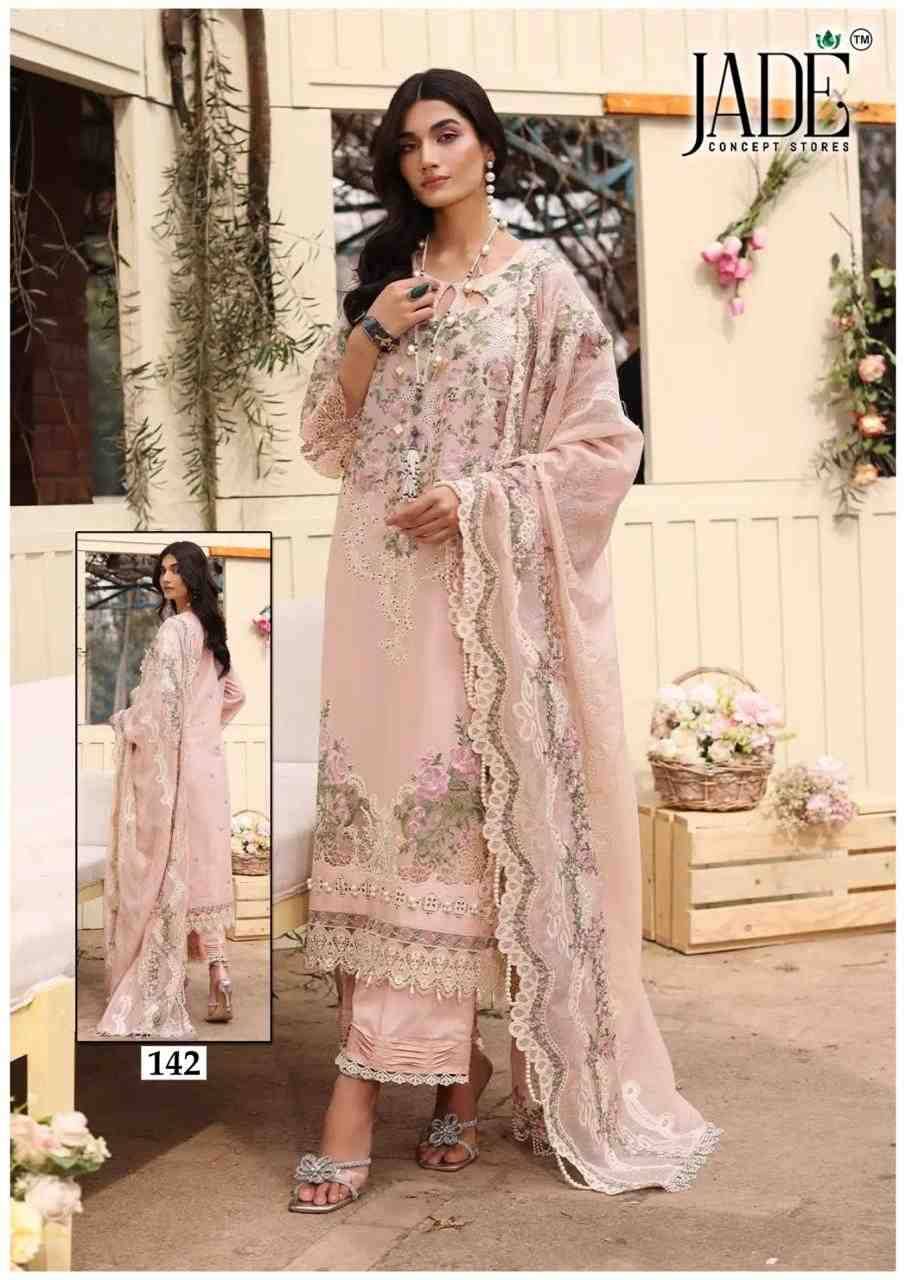 Chevron Vol-15 By Jade 141 To 146 Series Beautiful Festive Suits Colorful Stylish Fancy Casual Wear & Ethnic Wear Pure Cotton Embroidered Dresses At Wholesale Price