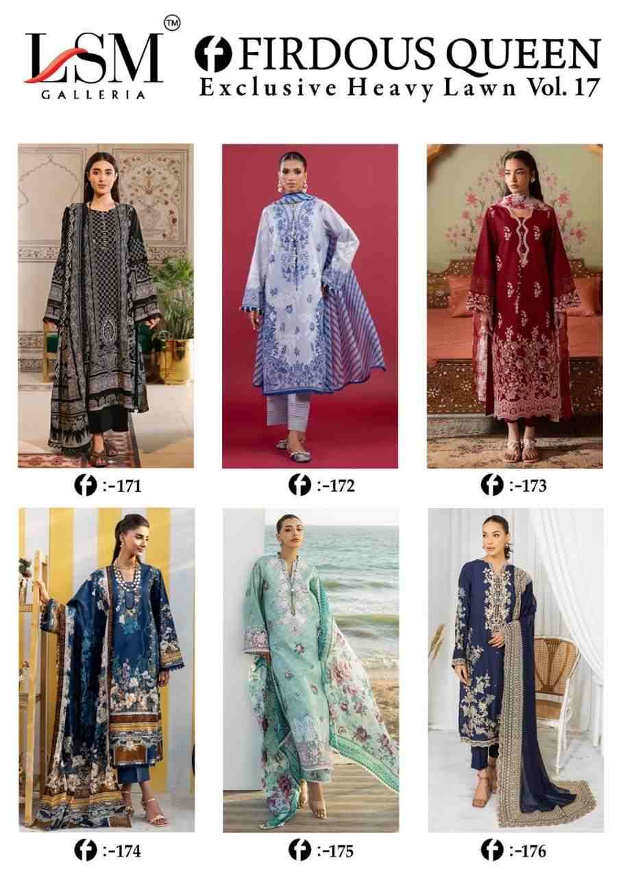 Firdous Queen Vol-17 By Lsm Galleria 171 To 176 Series Beautiful Stylish Festive Suits Fancy Colorful Casual Wear & Ethnic Wear & Ready To Wear Pure Lawn Print Dresses At Wholesale Price