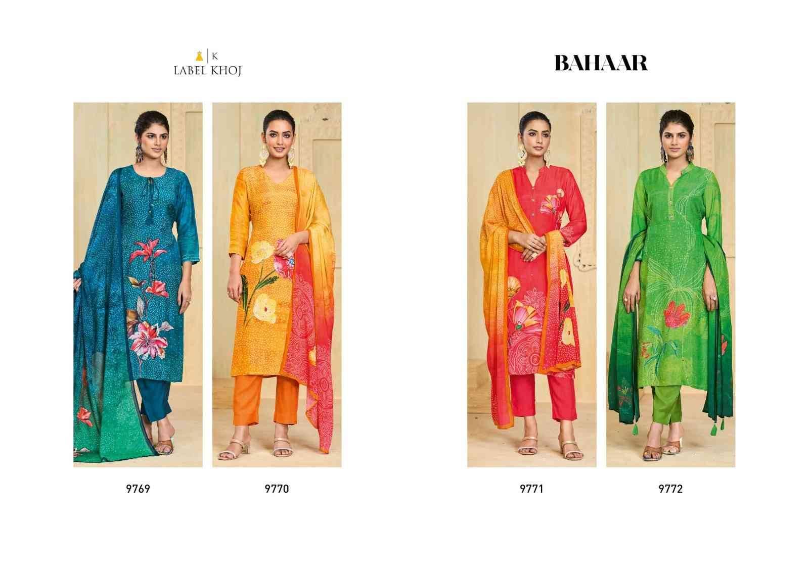 Bahaar By Label Khoj 9769 To 9772 Series Beautiful Festive Suits Stylish Fancy Colorful Casual Wear & Ethnic Wear Pure Muslin Print Dresses At Wholesale Price