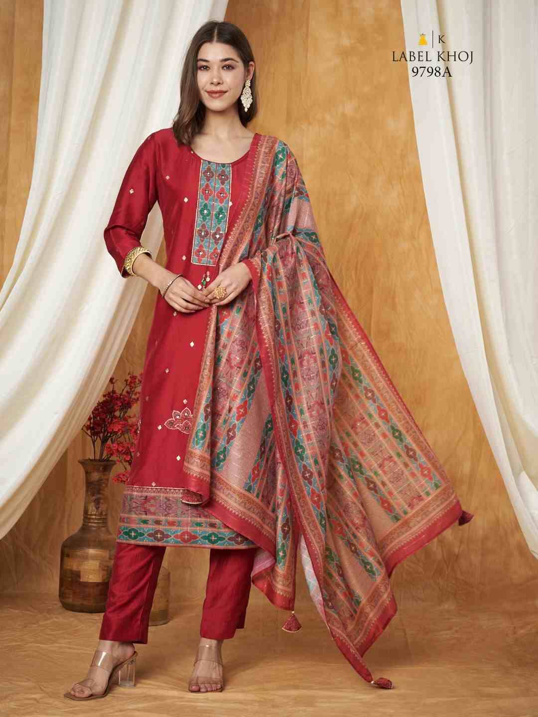 Label Khoj 9798 Colours By Label Khoj 9798-A To 9798-D Series Beautiful Festive Suits Stylish Fancy Colorful Casual Wear & Ethnic Wear Silk Dresses At Wholesale Price