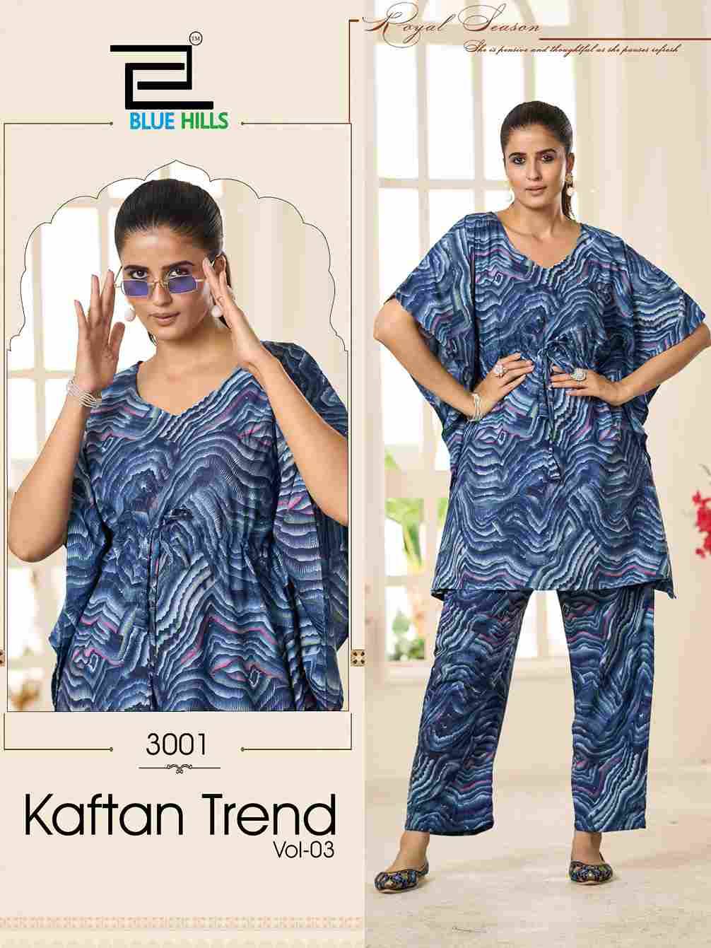 Kaftan Trend Vol-3 By Blue Hills 3001 To 3003 Series Designer Stylish Fancy Colorful Beautiful Party Wear & Ethnic Wear Collection Heavy Crepe Kaftan At Wholesale Price