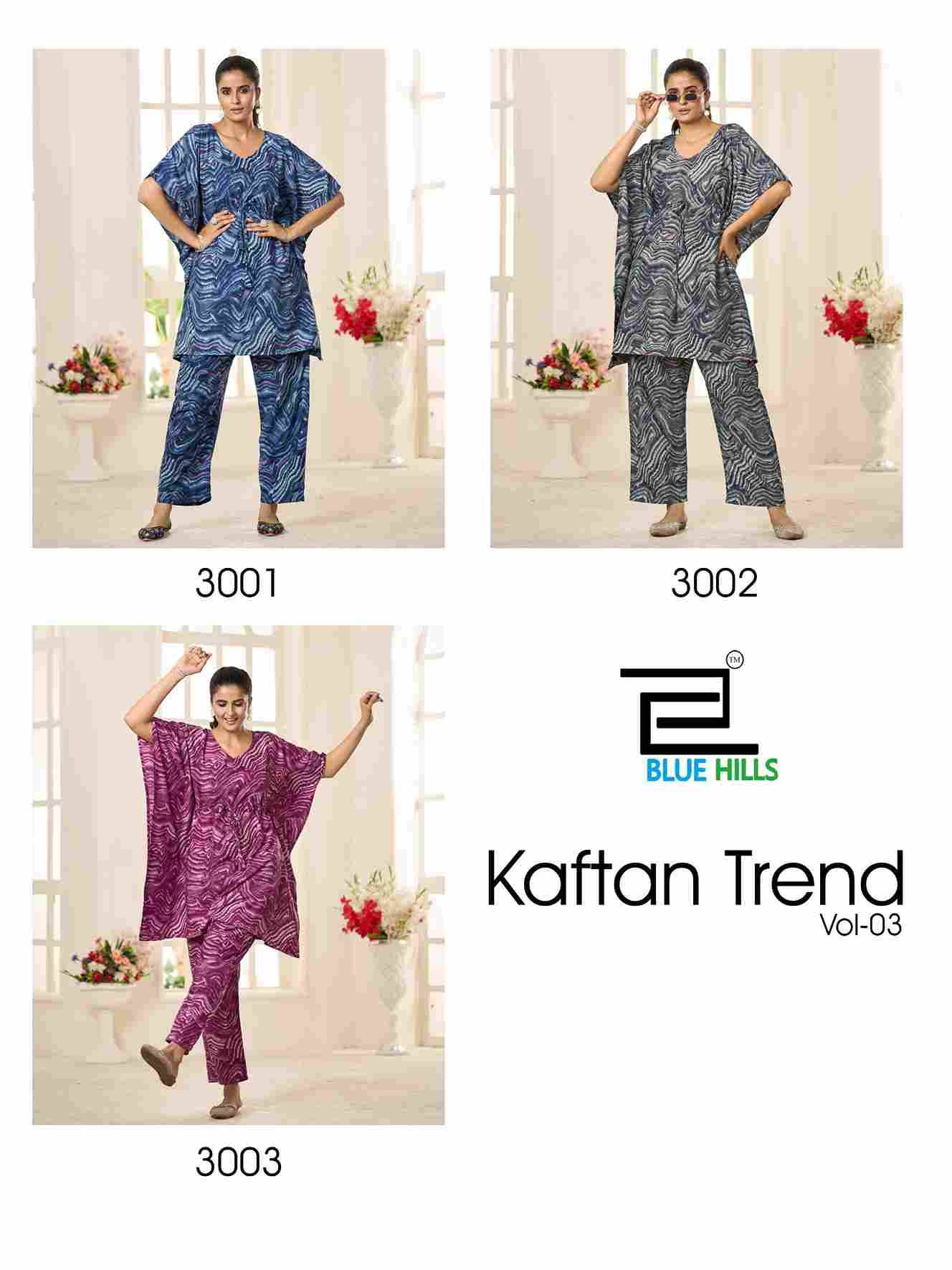 Kaftan Trend Vol-3 By Blue Hills 3001 To 3003 Series Designer Stylish Fancy Colorful Beautiful Party Wear & Ethnic Wear Collection Heavy Crepe Kaftan At Wholesale Price