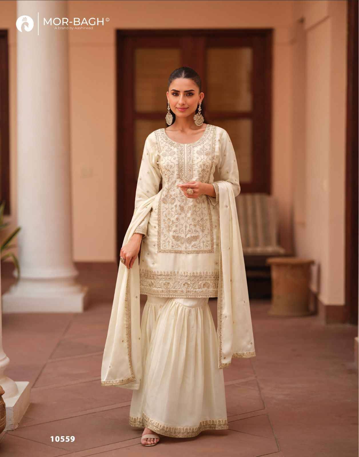 Mohini By Aashirwad Creation 10557 To 10559 Series Beautiful Festive Suits Colorful Stylish Fancy Casual Wear & Ethnic Wear Satin Silk Dresses At Wholesale Price