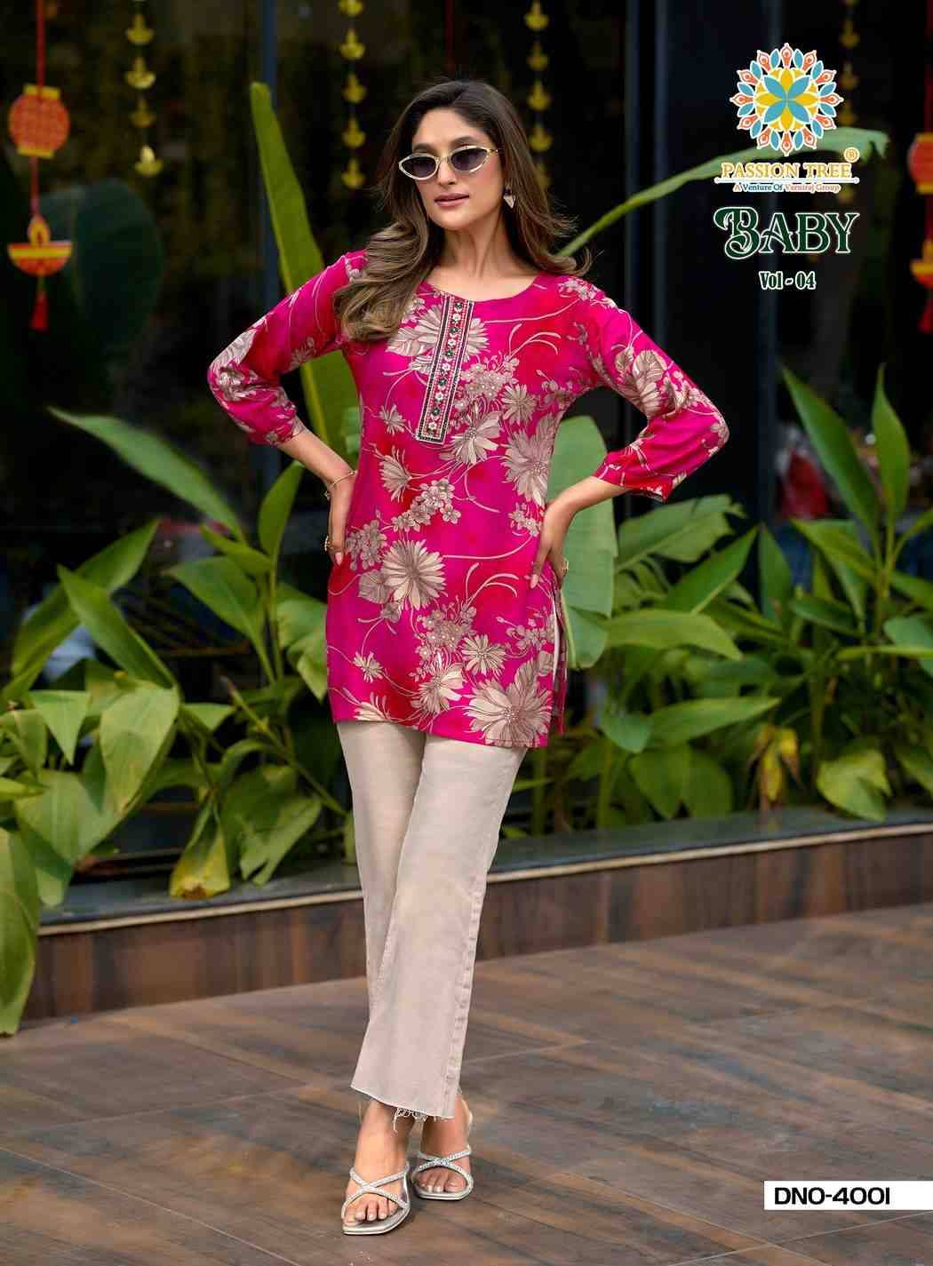 Baby Vol-4 By Passion Tree 4001 To 4011 Series Beautiful Stylish Fancy Colorful Casual Wear & Ethnic Wear Heavy Rayon Slub Tops At Wholesale Price