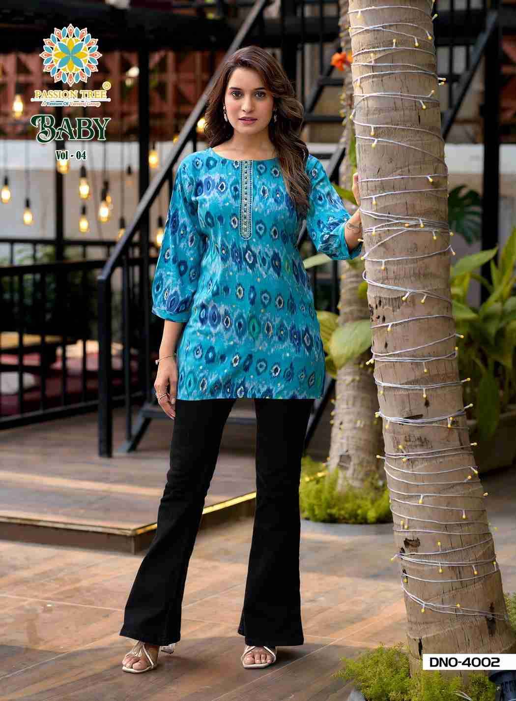 Baby Vol-4 By Passion Tree 4001 To 4011 Series Beautiful Stylish Fancy Colorful Casual Wear & Ethnic Wear Heavy Rayon Slub Tops At Wholesale Price