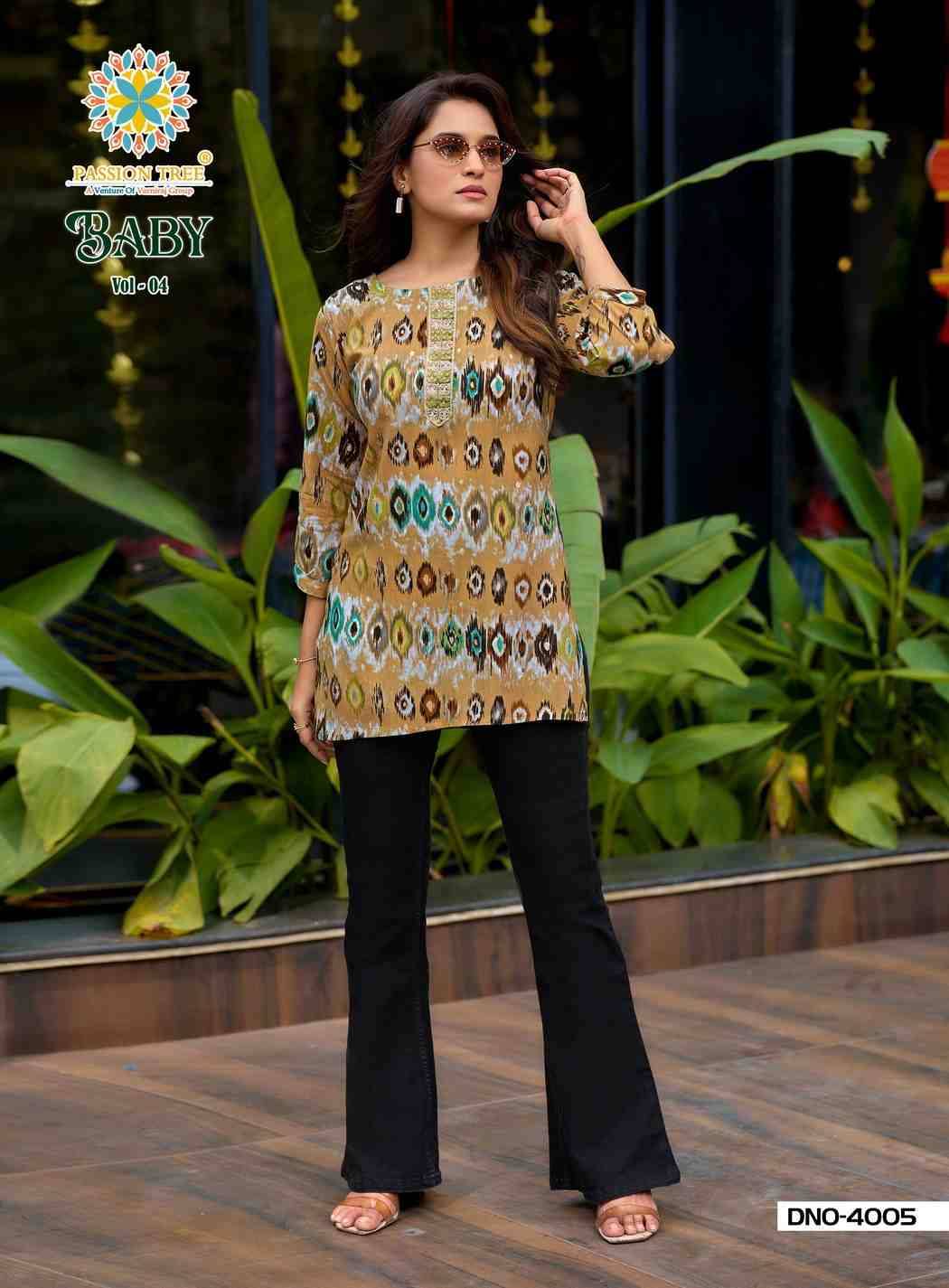 Baby Vol-4 By Passion Tree 4001 To 4011 Series Beautiful Stylish Fancy Colorful Casual Wear & Ethnic Wear Heavy Rayon Slub Tops At Wholesale Price