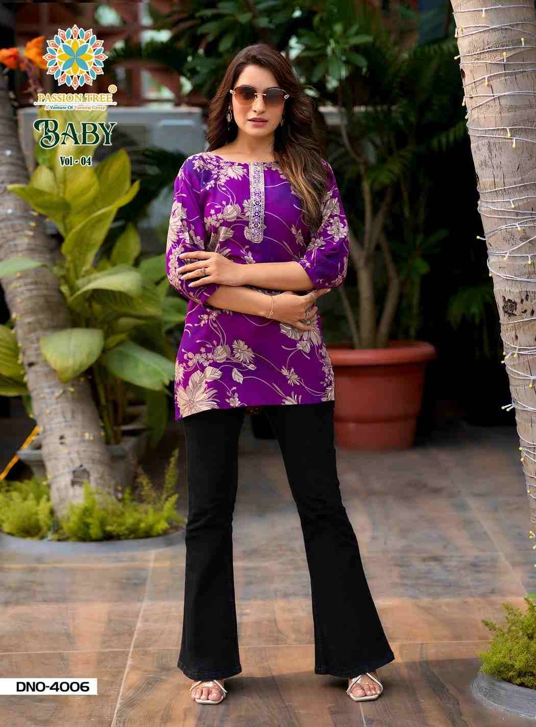 Baby Vol-4 By Passion Tree 4001 To 4011 Series Beautiful Stylish Fancy Colorful Casual Wear & Ethnic Wear Heavy Rayon Slub Tops At Wholesale Price