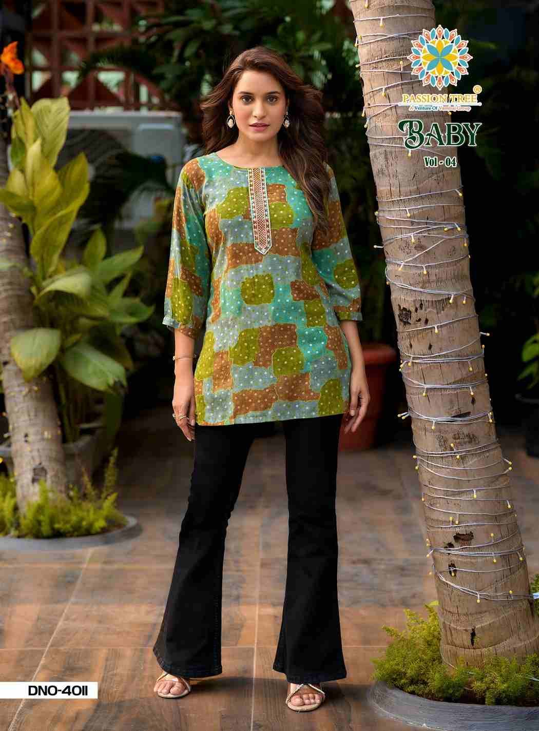 Baby Vol-4 By Passion Tree 4001 To 4011 Series Beautiful Stylish Fancy Colorful Casual Wear & Ethnic Wear Heavy Rayon Slub Tops At Wholesale Price